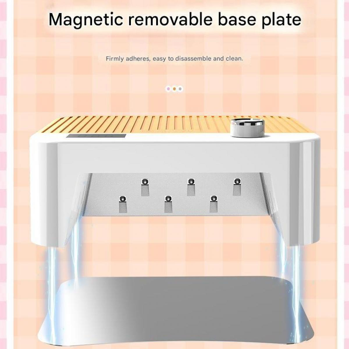 Weiße UV-Lampe mit abnehmbarer magnetischer Basisplatte und Ladeknopf.