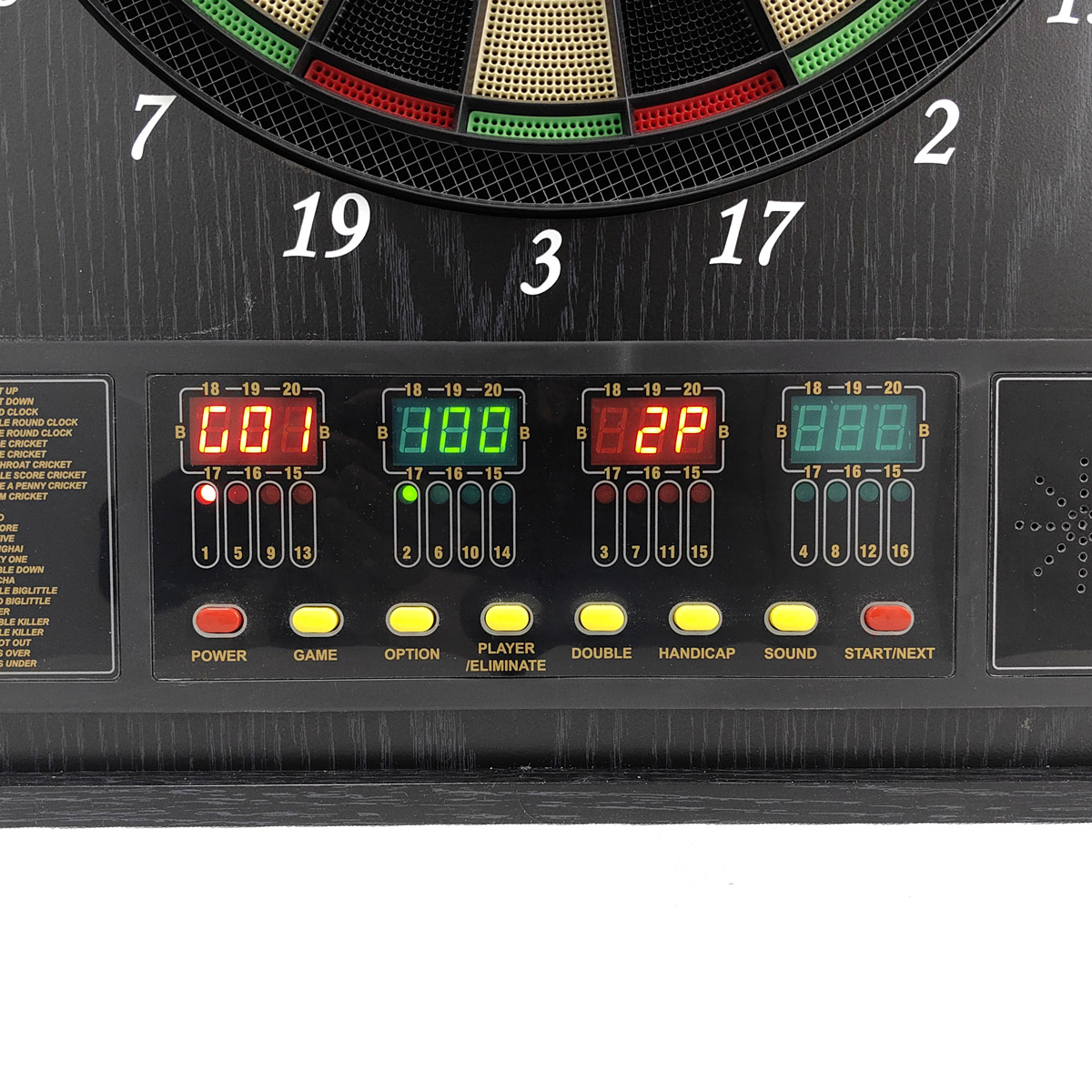 Dartscheibe mit digitaler Anzeige und Tasten.