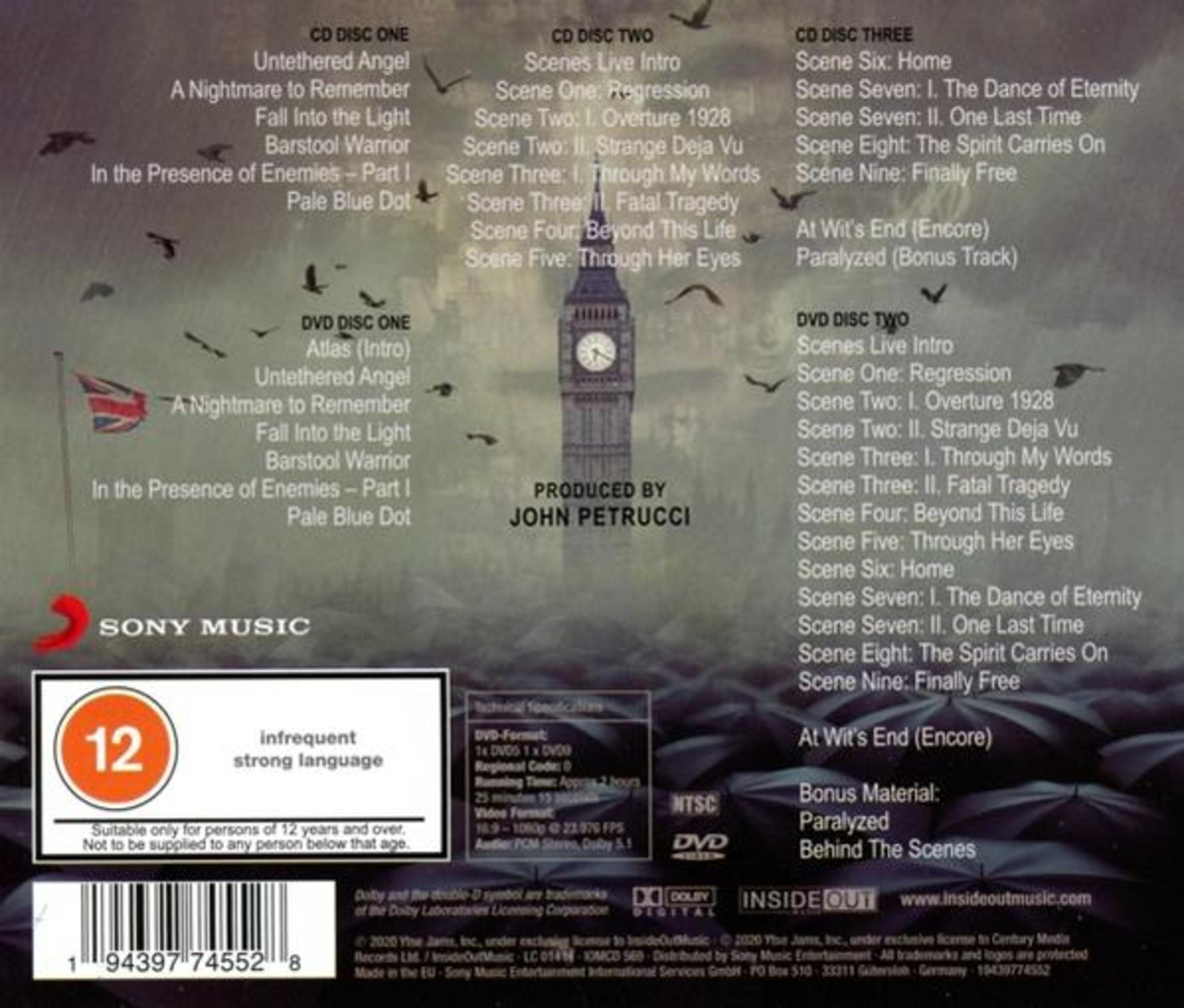 DVD-Cover mit Tracklisten, Big Ben, britischer Flagge und Altersfreigabe 12.