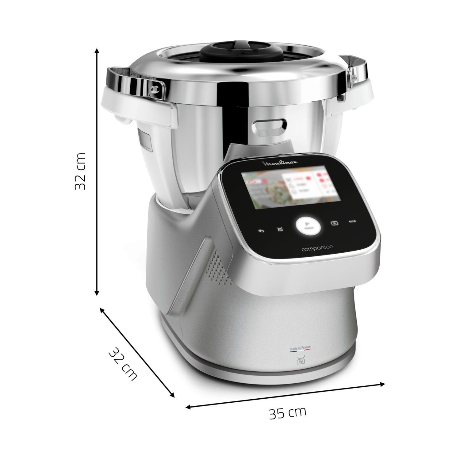 Robot da cucina argento con touchscreen, 32x32x35 cm.