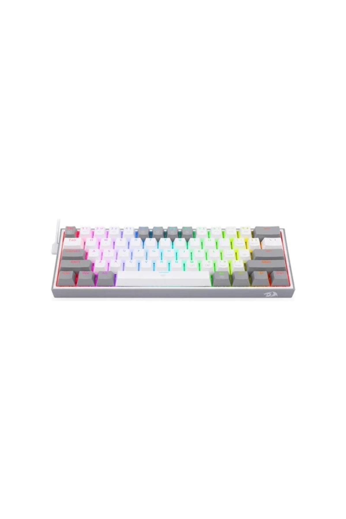 RGB aydınlatmalı beyaz klavye ve gri tuşlar.