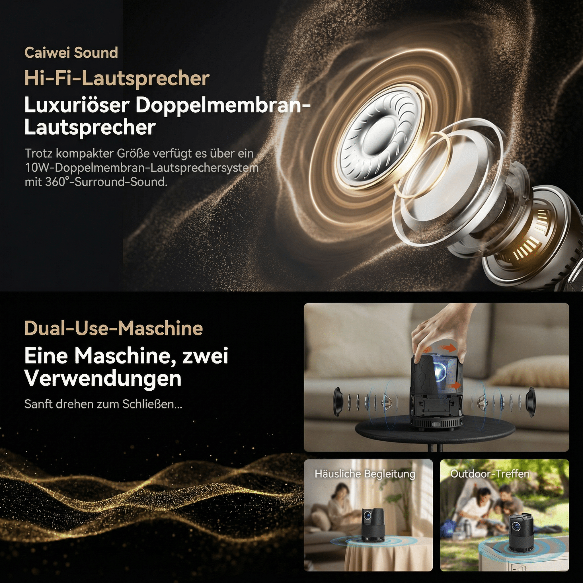 Produktanzeige: Lautsprecher, Dual-Use-Maschine für Heim und Outdoor.