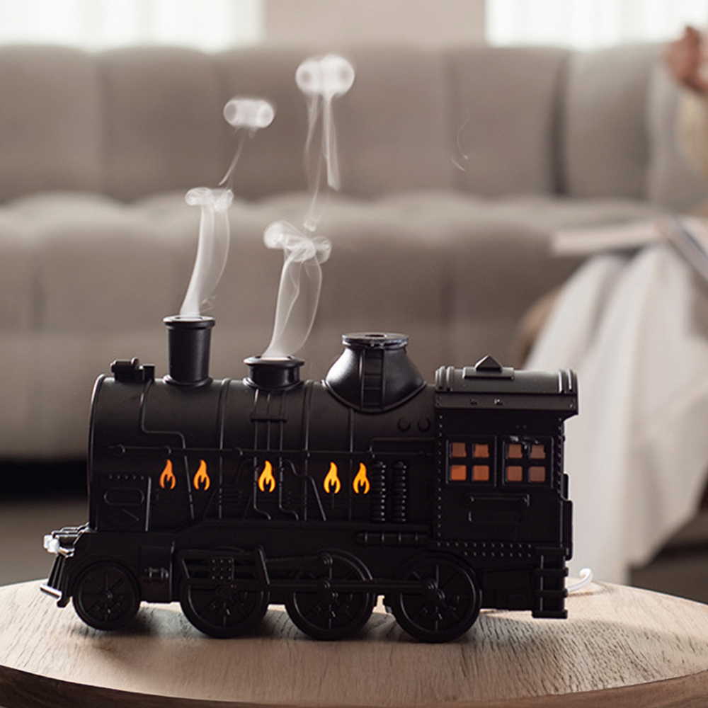 TORIMA H21 Led Işıklı Aroma Difüzör Tren Tasarım Ultrasonik 300 ml Hava Nemlendiricisi Siyah