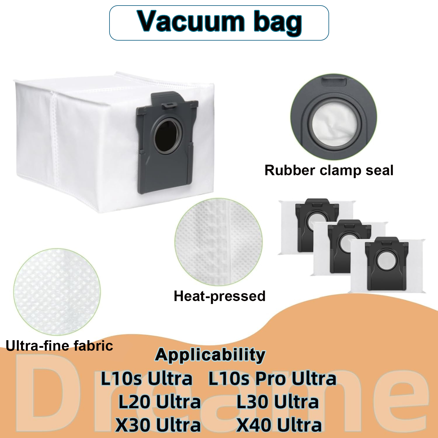 Worek do odkurzacza z uszczelką zaciskową gumową, tkanina ultradrobna, zgrzewana, dla L10s/L20/X30/X40 Ultra.