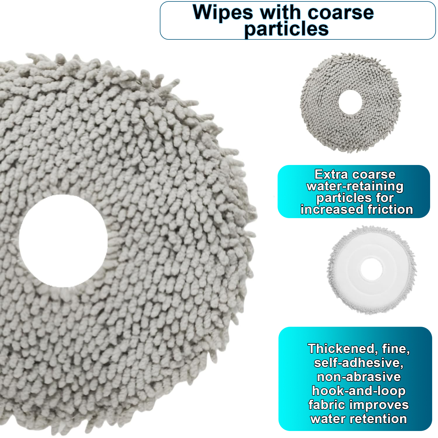 Szara podkładka czyszcząca z centralnym otworem i grubymi cząstkami.