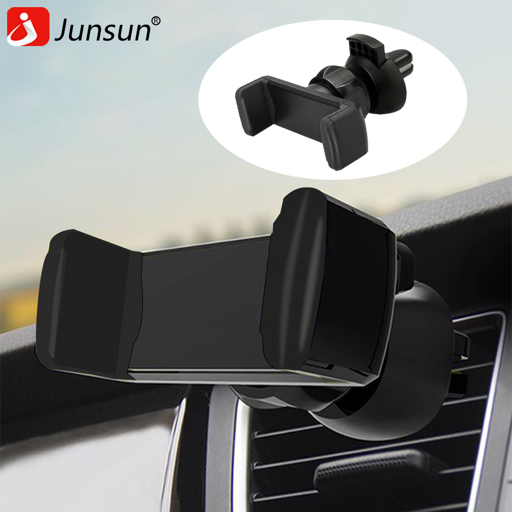 Soporte negro para teléfono en rejilla de ventilación de coche.