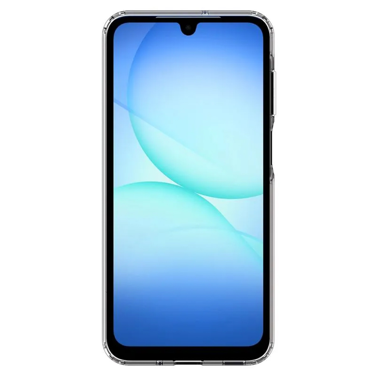 Een doorzichtige telefoonhoes op een witte achtergrond.