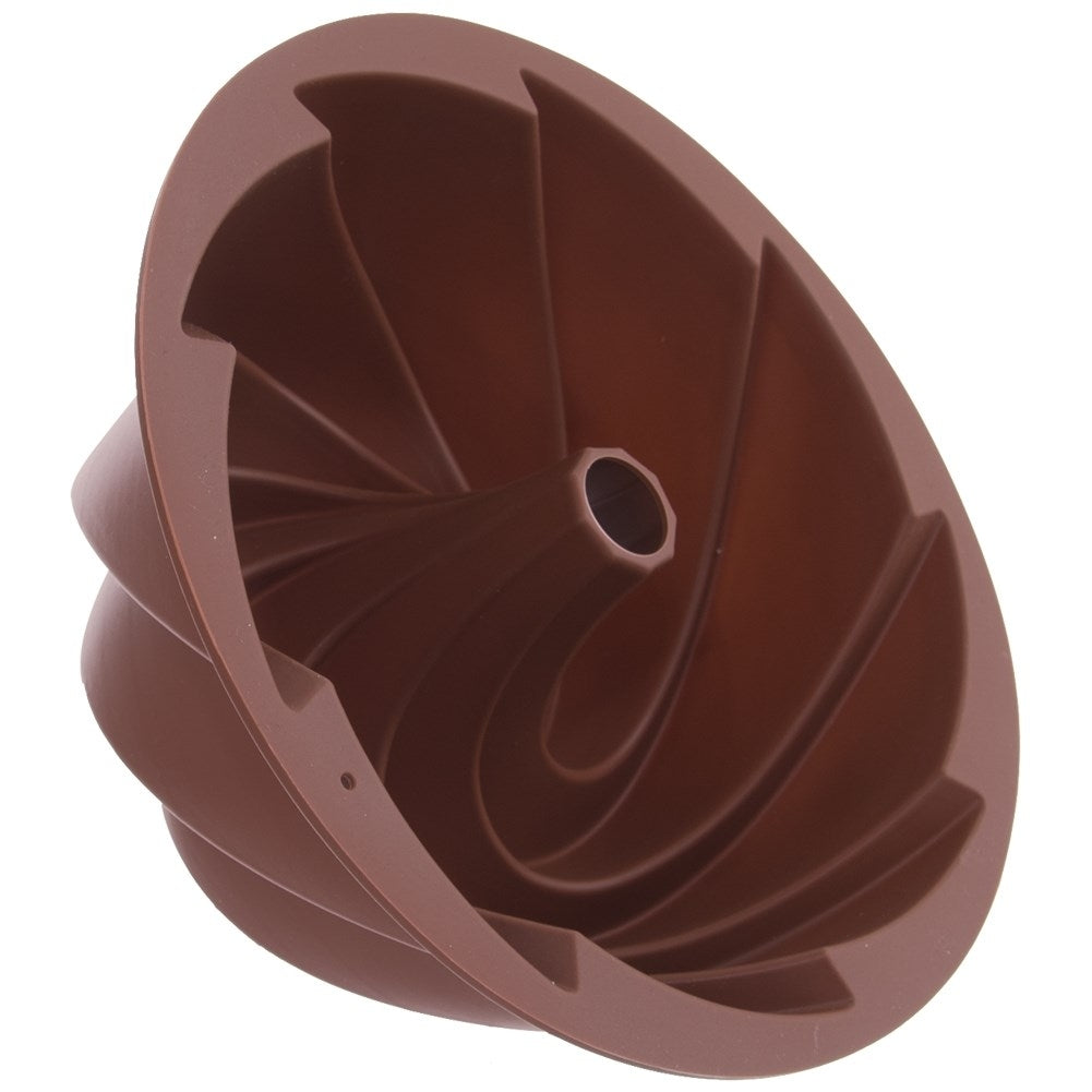 Un molde de silicona para tarta con forma de espiral.