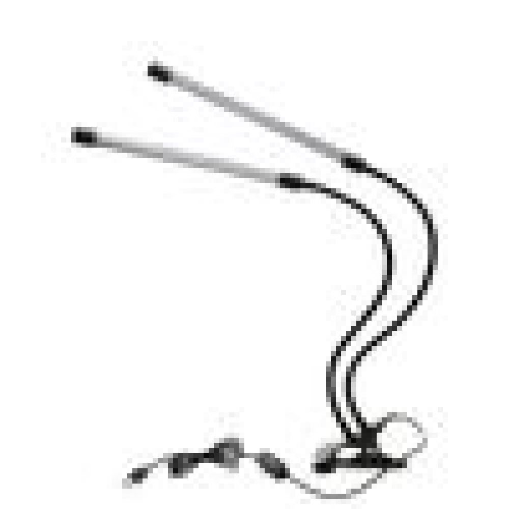 Zwei flexible Lichtstäbe mit schwarzem Kabel und Stecker.