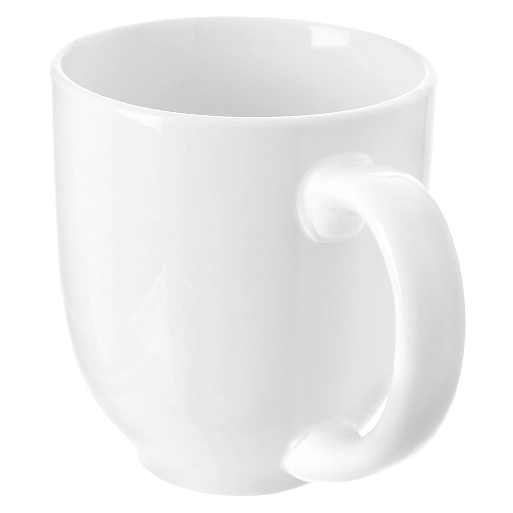 Una taza de cerámica blanca con asa.