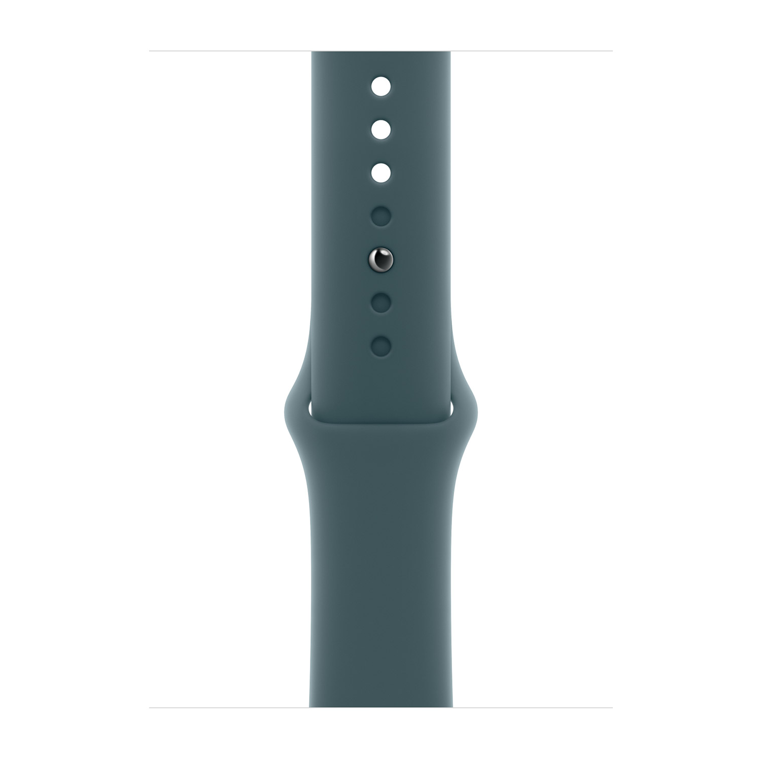 Un bracelet de montre bleu avec des trous et un fermoir métallique.