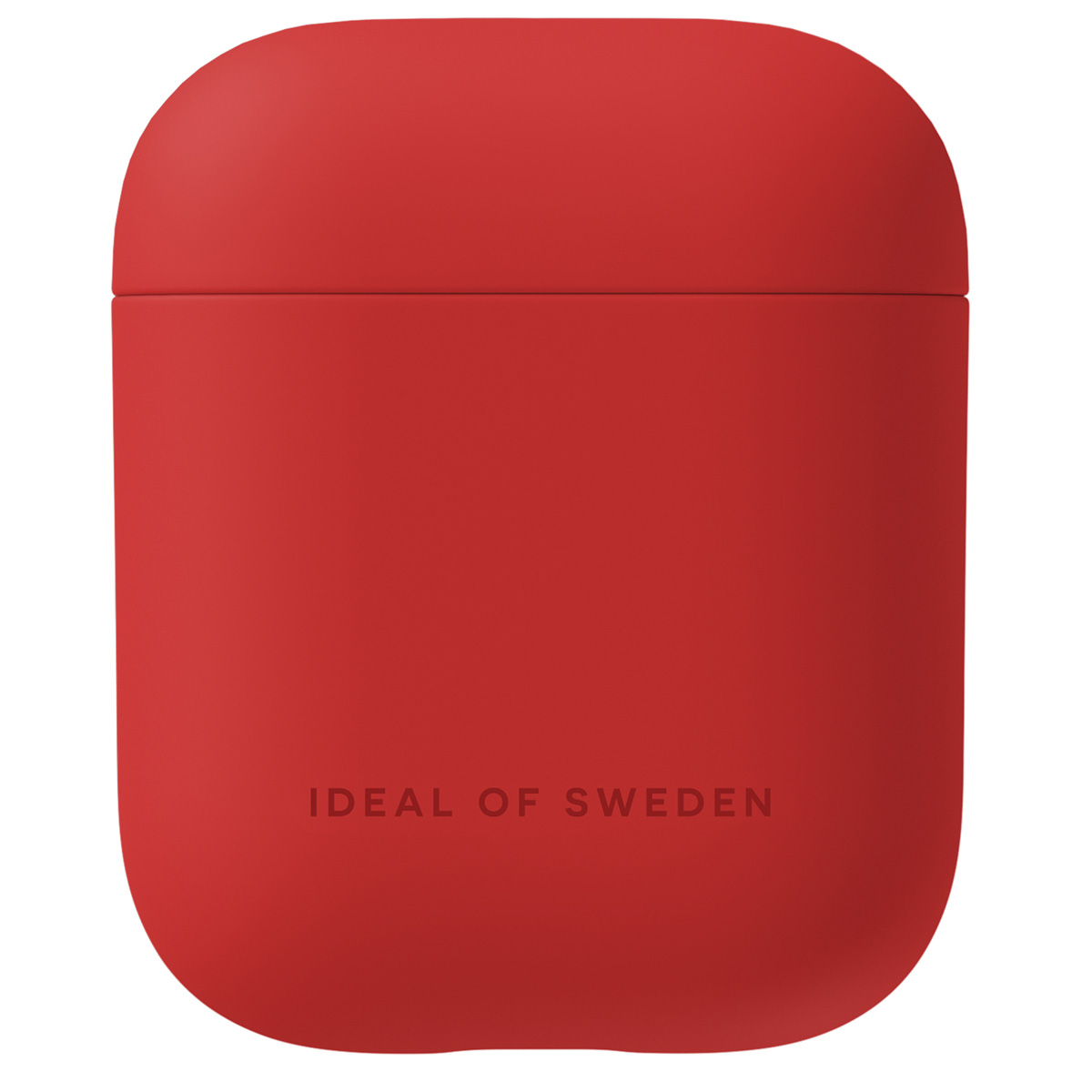 Una funda roja para auriculares inalámbricos con logo IDEAL OF SWEDEN.