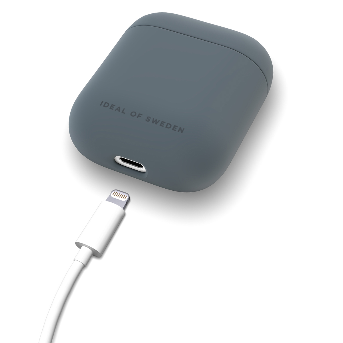 Funda de carga gris con cable lightning.