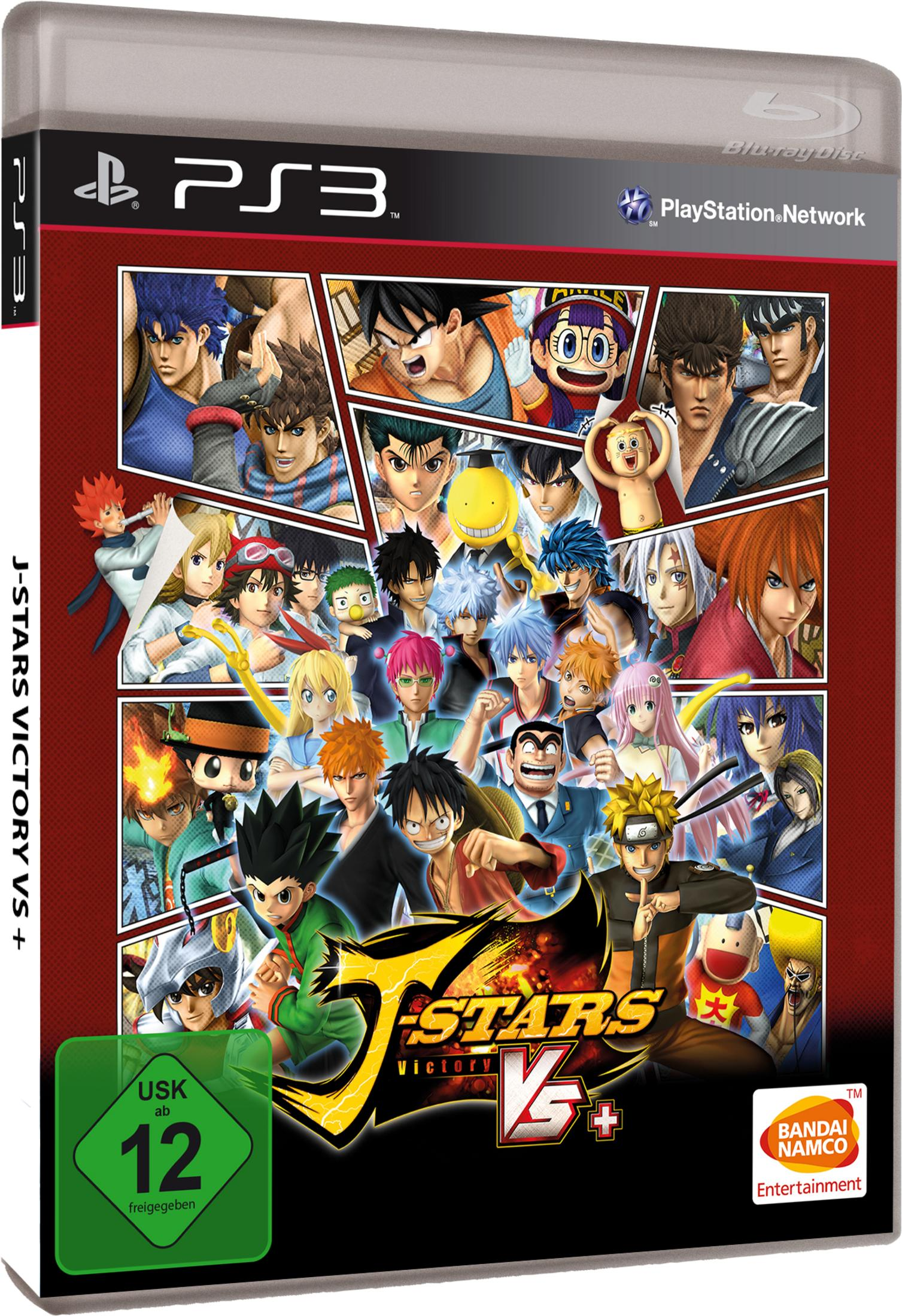 J-Stars Victory VS+ PS3 Hülle mit vielen Anime-Charakteren und USK 12 Siegel.