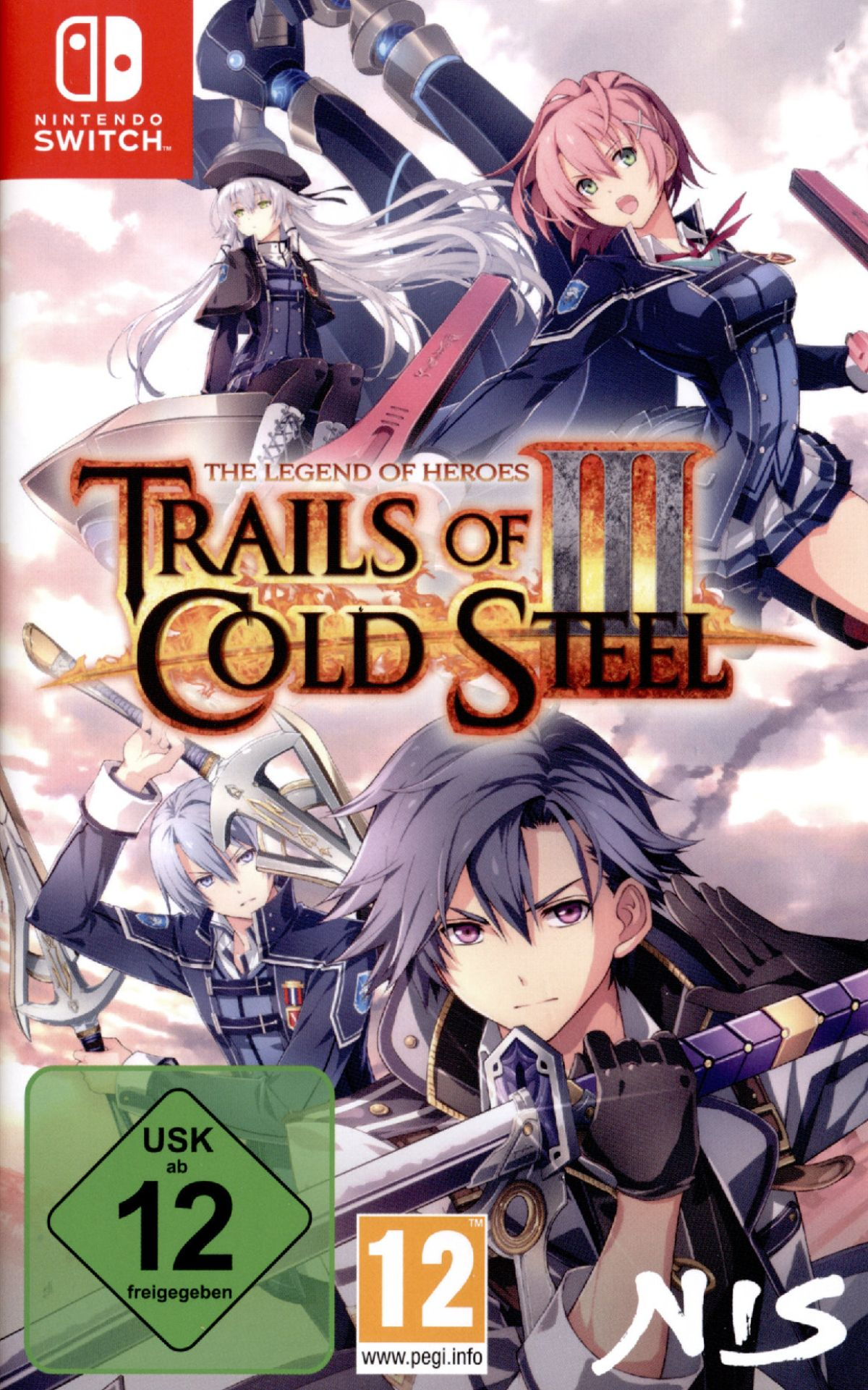 Personaggi anime su copertina gioco Nintendo Switch con rating USK 12.