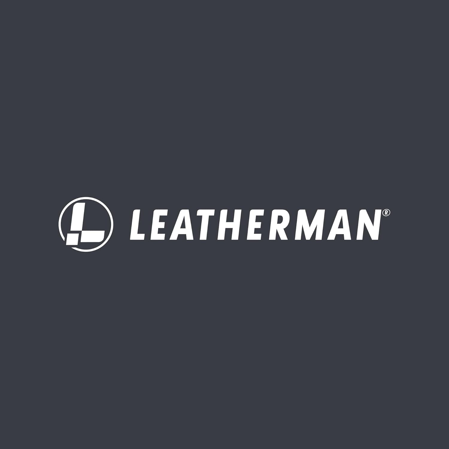 Das Leatherman-Logo auf dunklem Hintergrund.