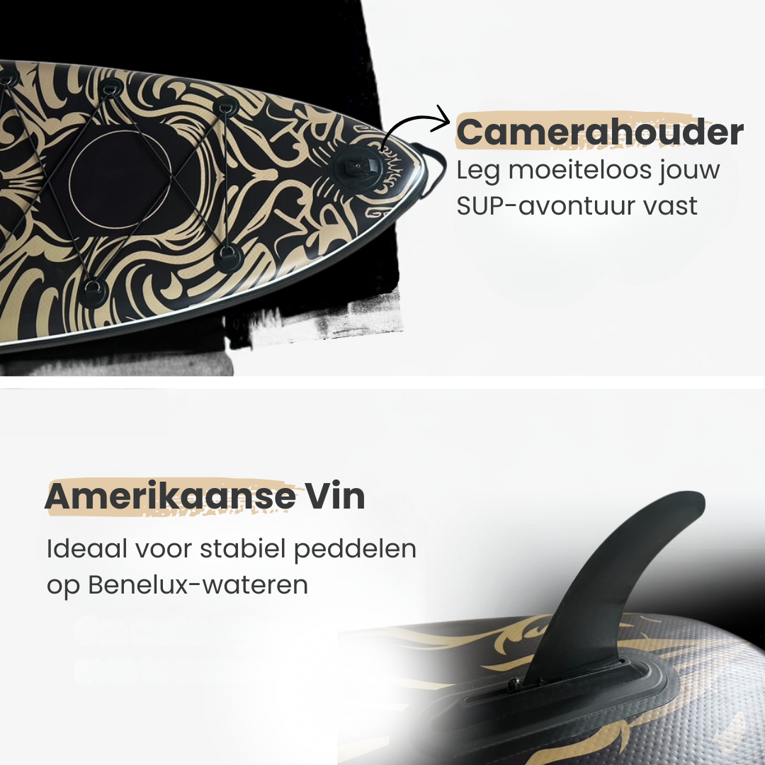 Sup board met camerahouder en Amerikaanse vin.