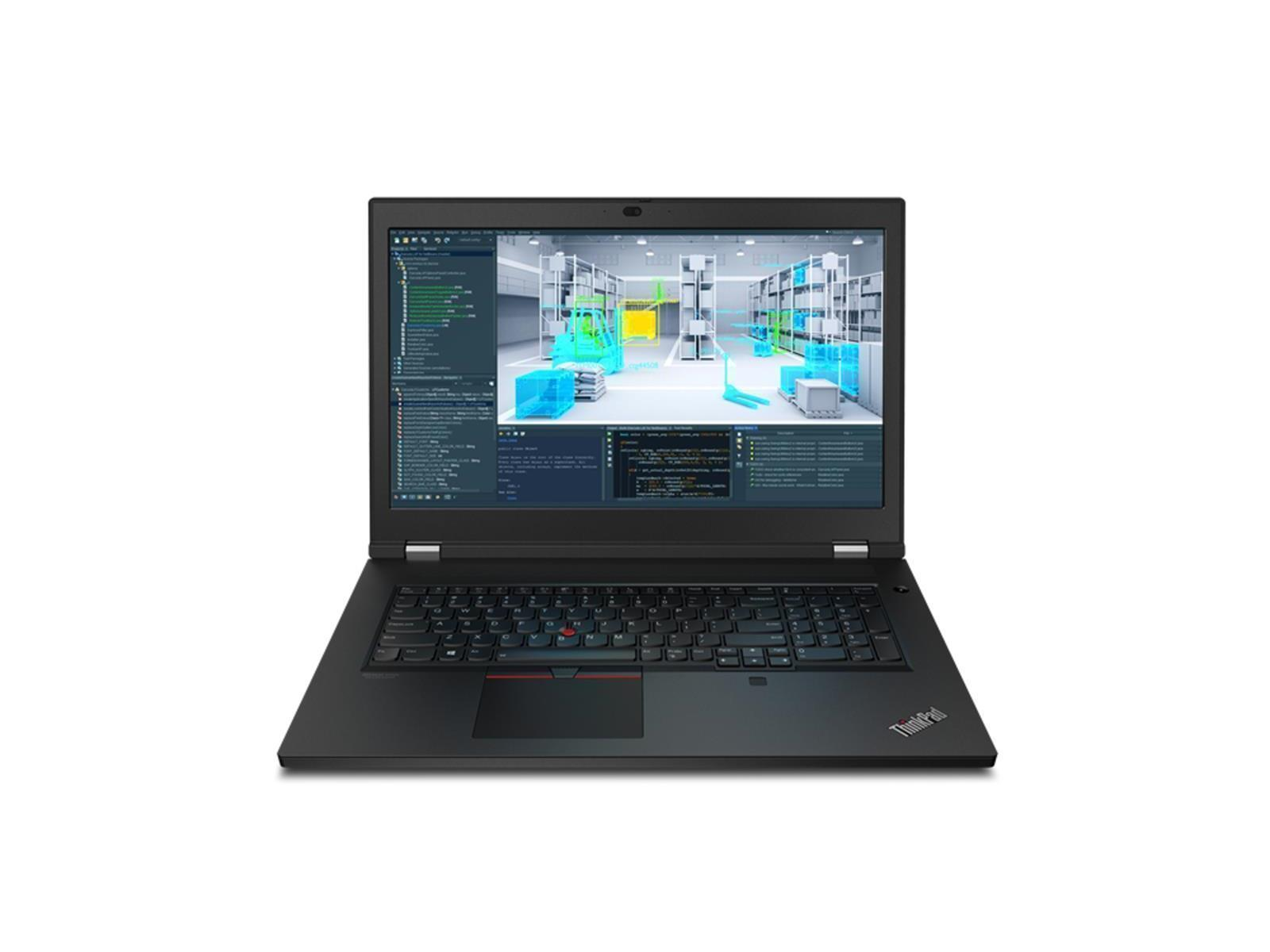 Schwarzer Laptop mit einem Lagerhaus-Simulationsbildschirm und Code.