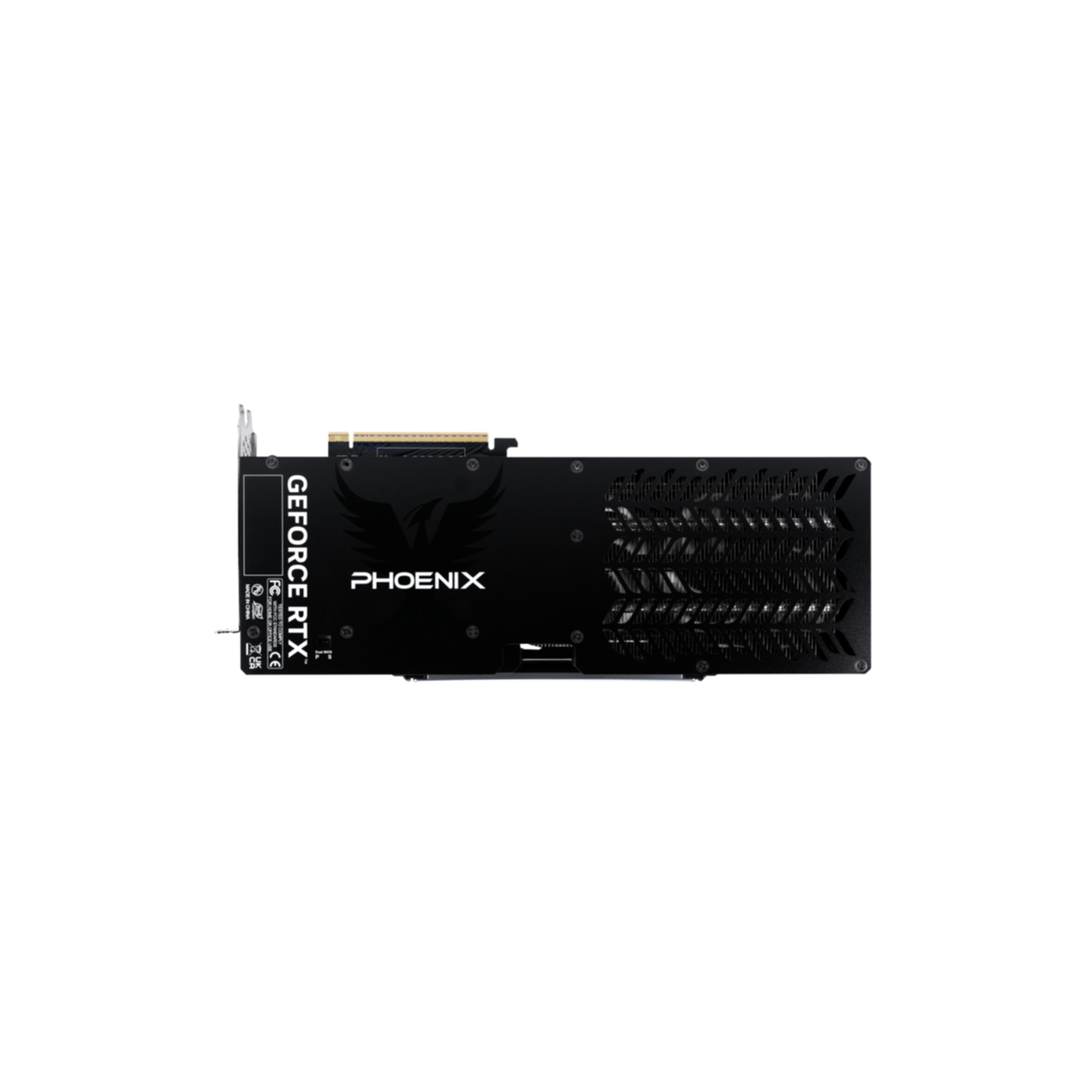 Scheda grafica nera con loghi "GEFORCE RTX" e "PHOENIX".