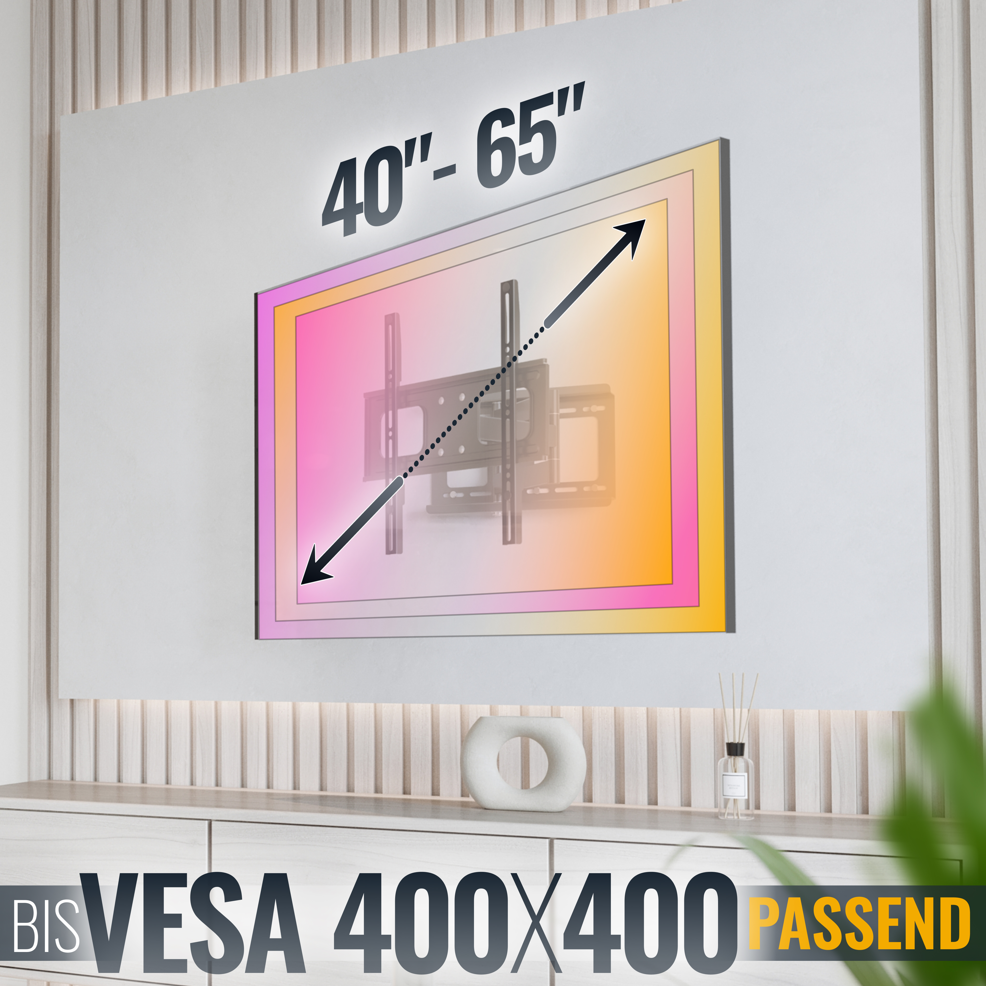 TV-Wandhalterung für 40-65 Zoll Bildschirme mit VESA 400x400.