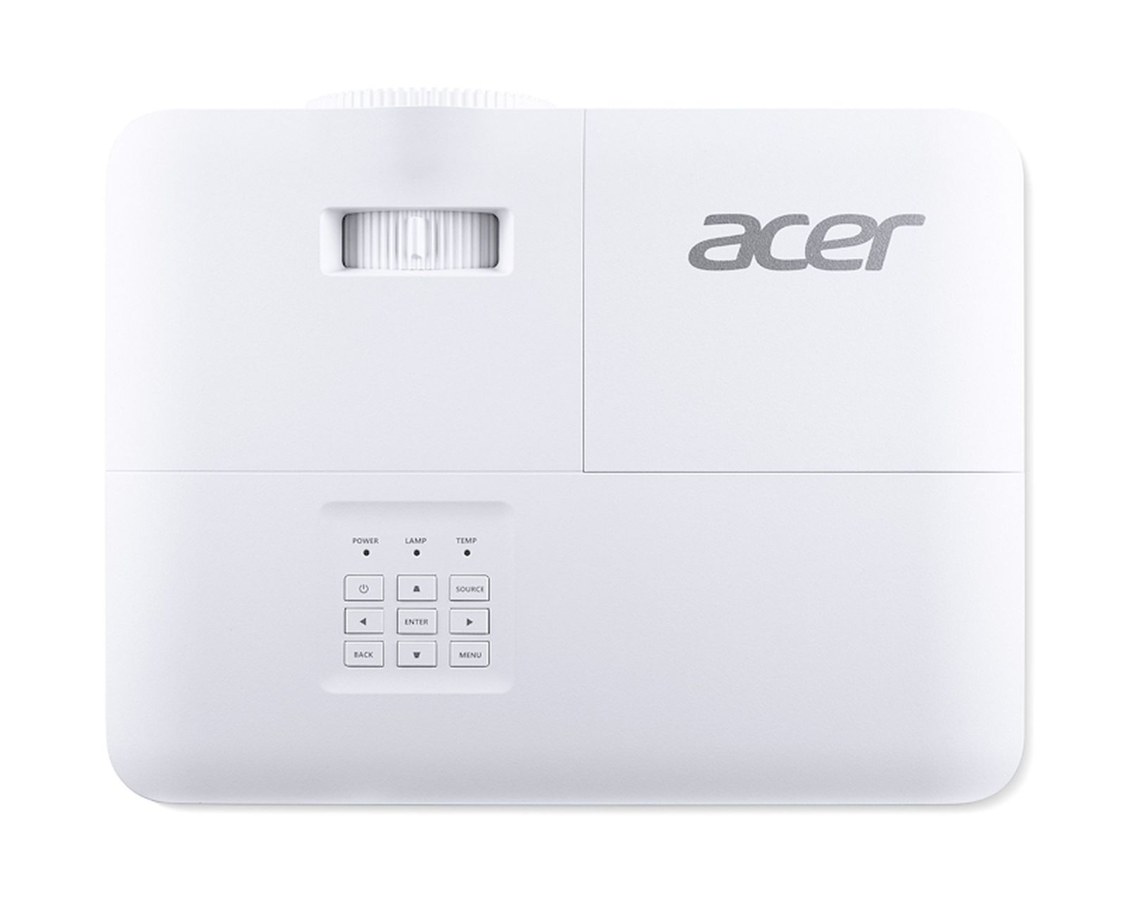 Un projecteur Acer blanc avec boutons de commande et molette de mise au point.
