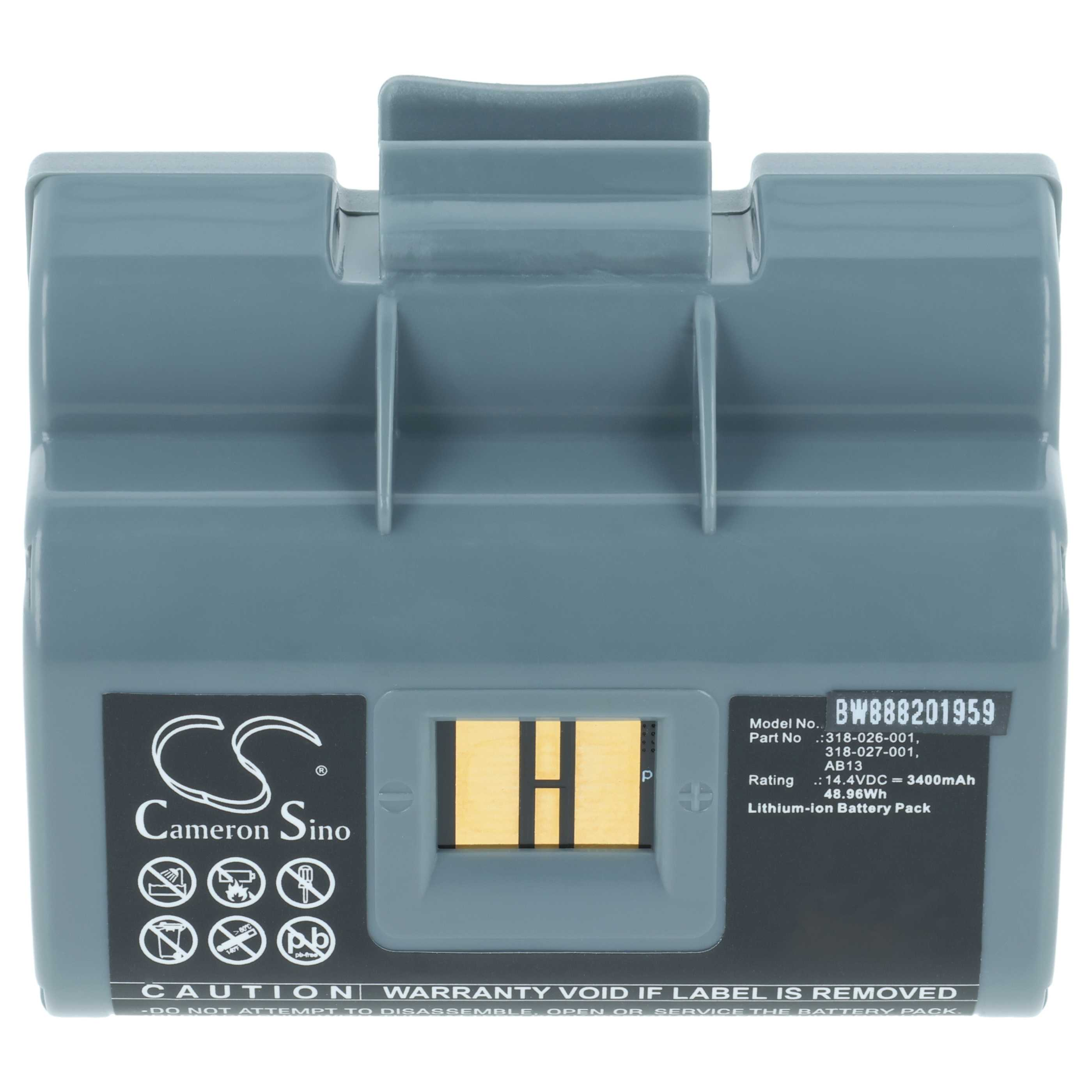 Grauer Lithium-Ionen-Akku mit schwarzen Aufklebern und Modellnummer BW888201959.