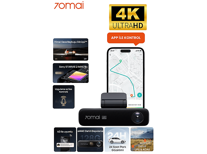 70MAI Dash Cam 4K M800 Ön Araç Kamerası