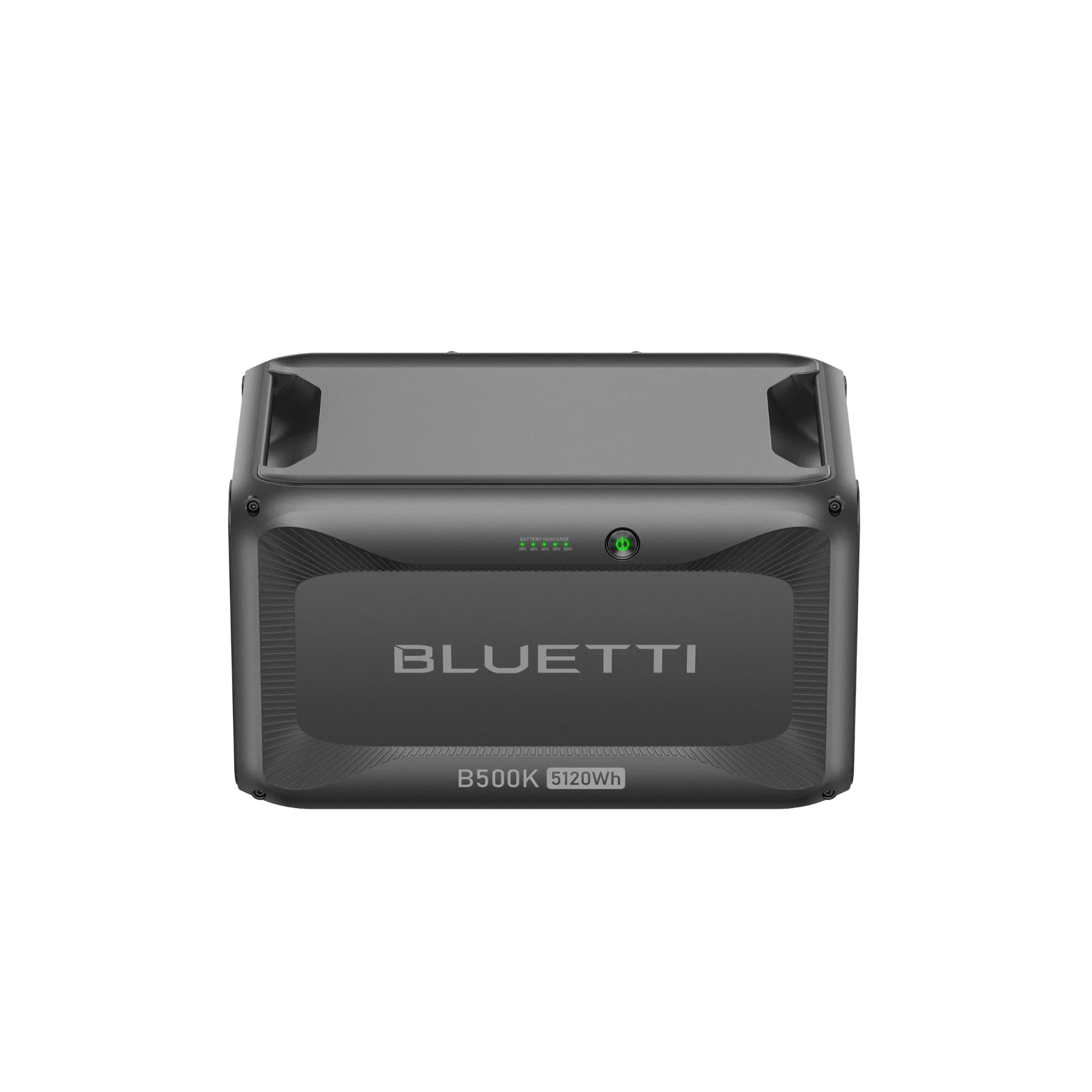 Szary akumulator Bluetti B500K 5120Wh ze wskaźnikiem baterii.