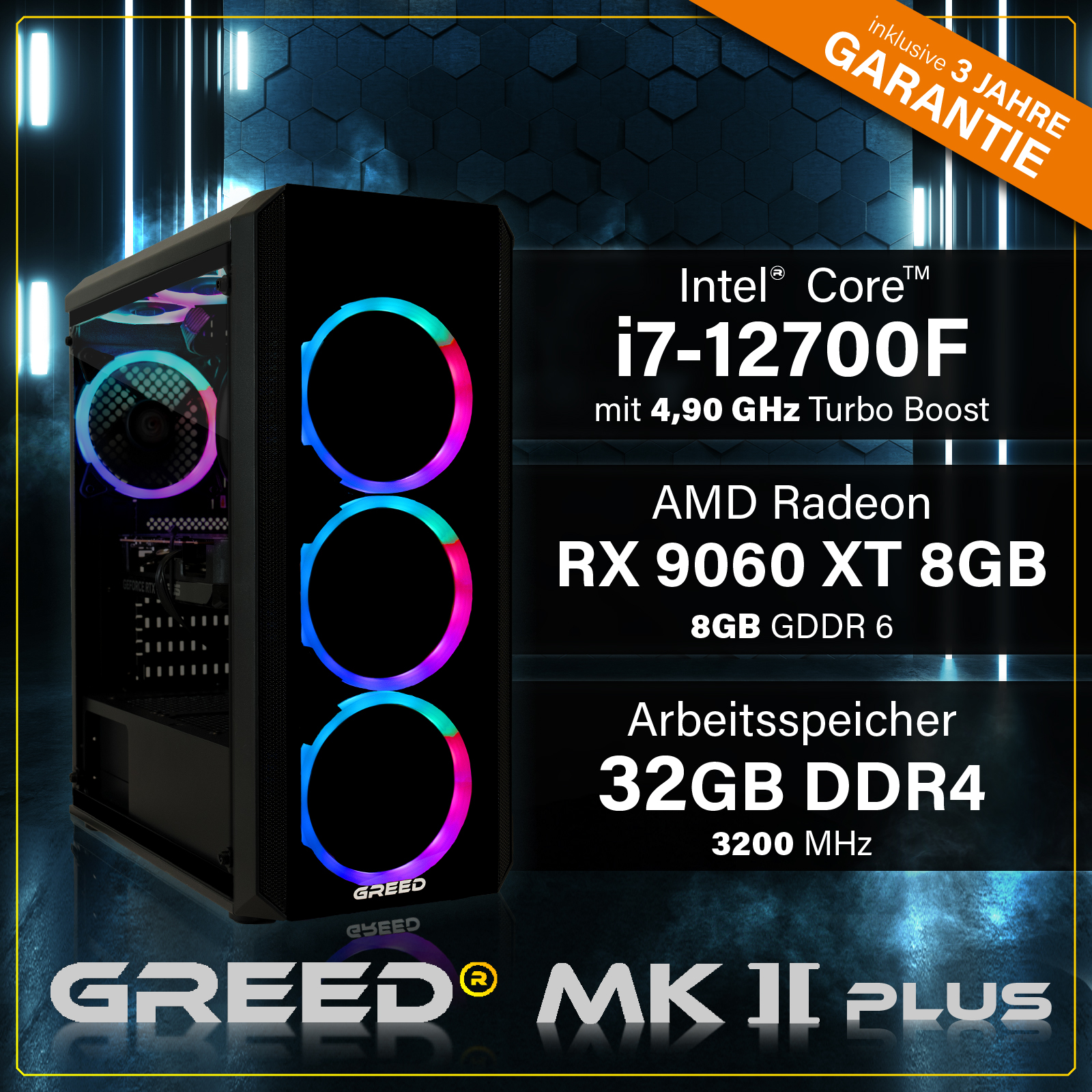 Komputer z Intel i7, AMD RX 9060 XT, 32GB RAM i wentylatorami RGB. Gwarancja 3 lata.