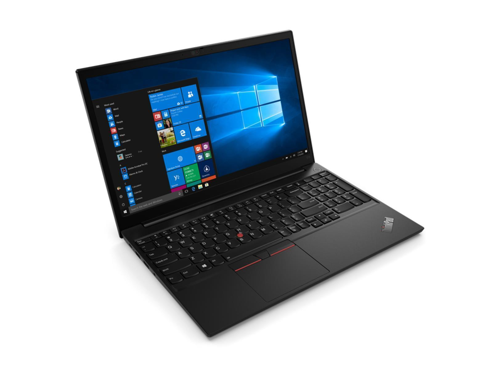 Ein schwarzer Laptop mit beleuchtetem Bildschirm, der das Windows-Startmenü zeigt.