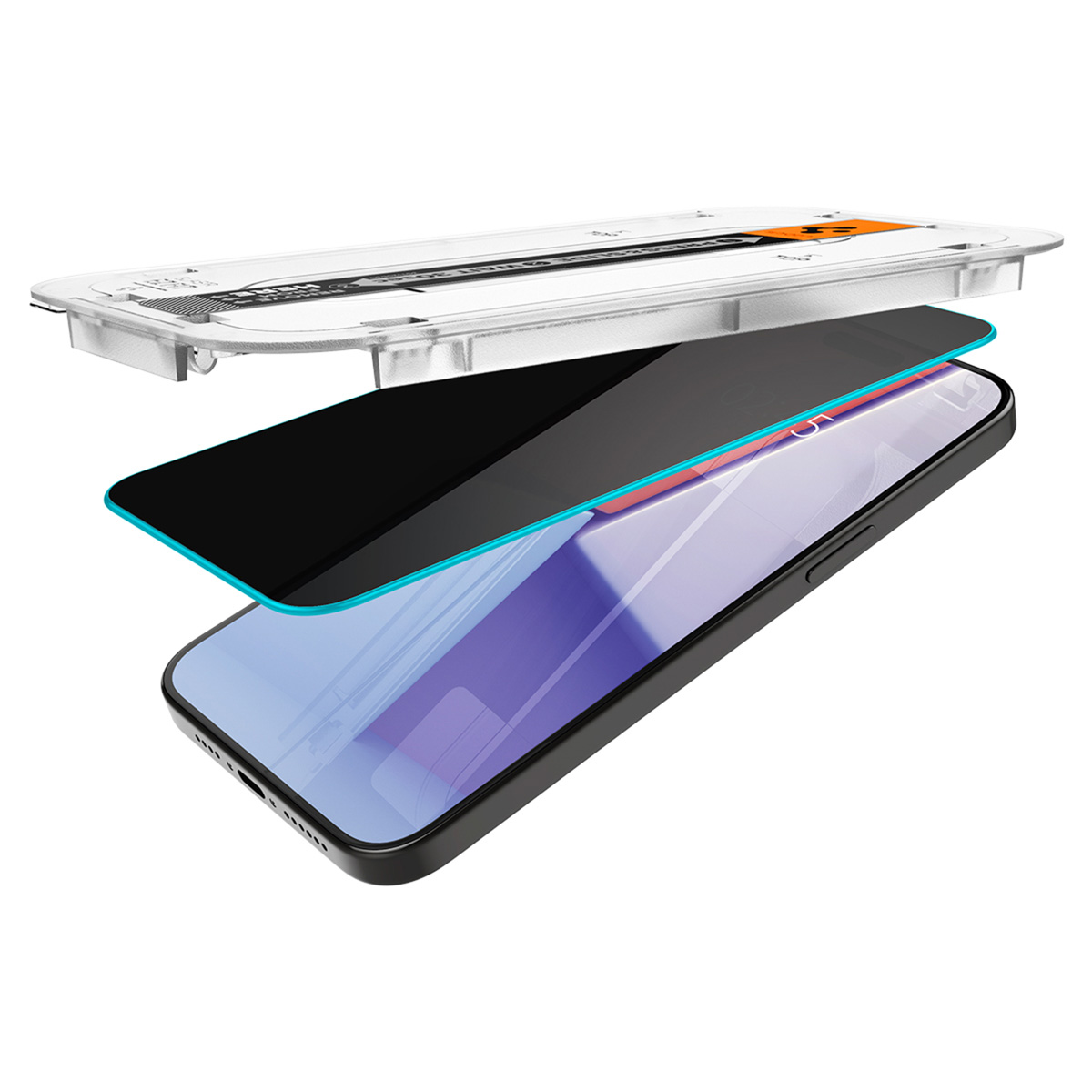 Uno strumento applicatore di pellicola protettiva per smartphone.