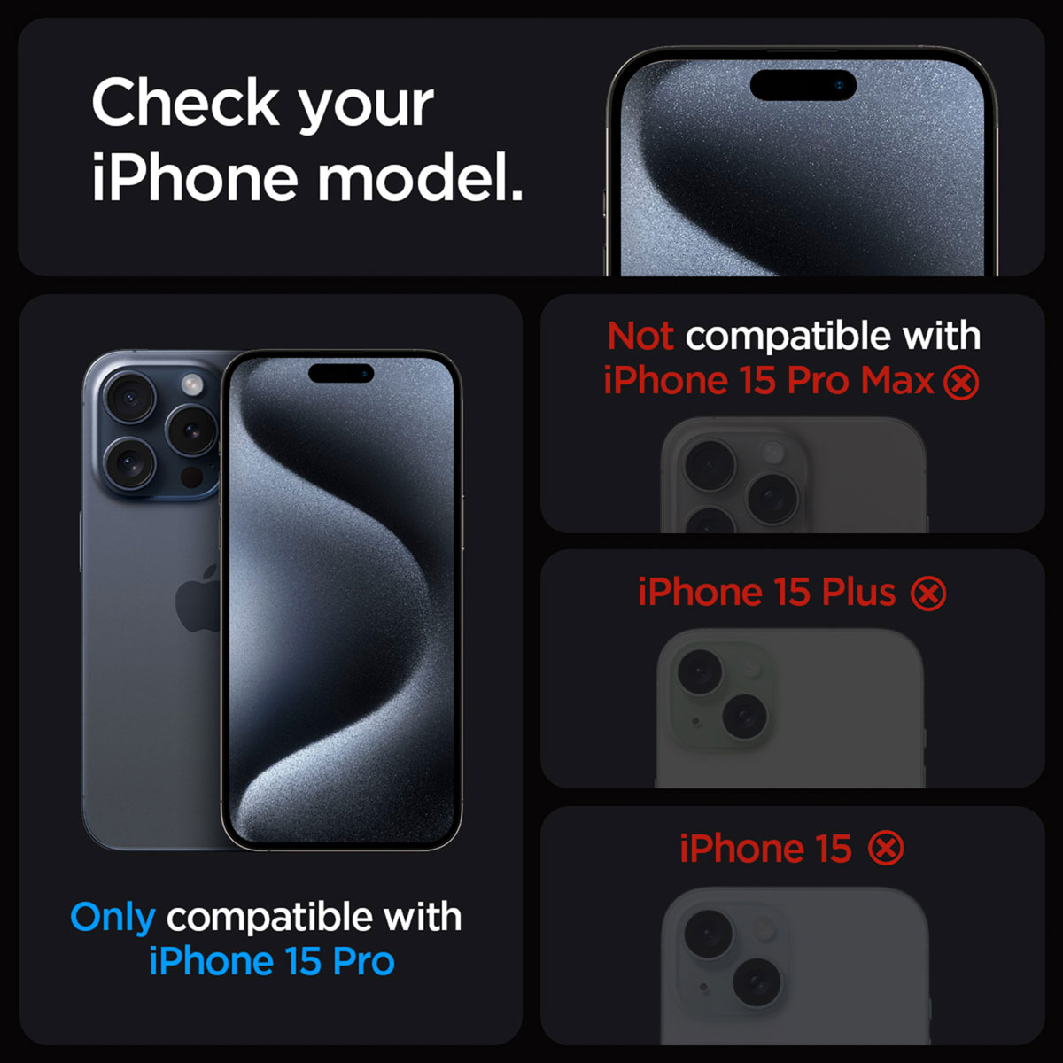 Compatibile solo con iPhone 15 Pro. Non con Pro Max, Plus, 15.