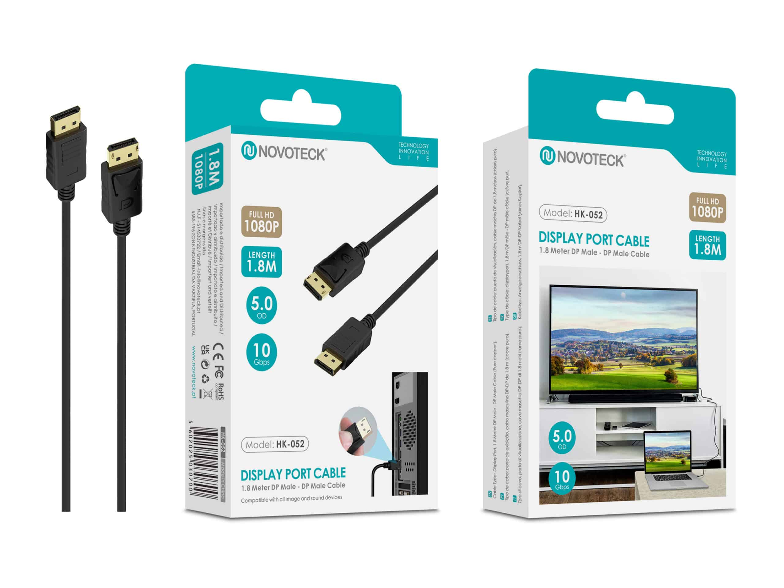 Cable Novoteck Display Port, 1.8m, Full HD 1080P, 10 Gbps.
