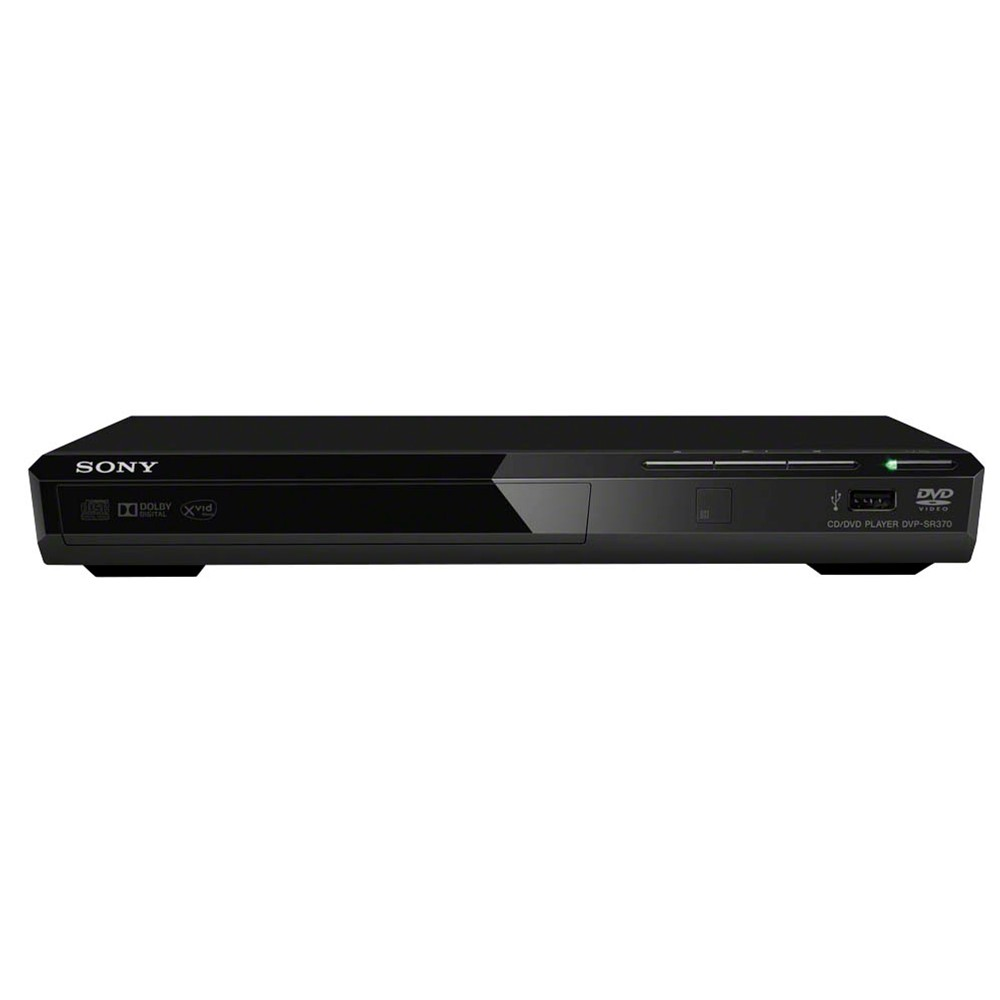 Lettore DVD Sony nero con scritte argentate e pulsanti sul frontale.
