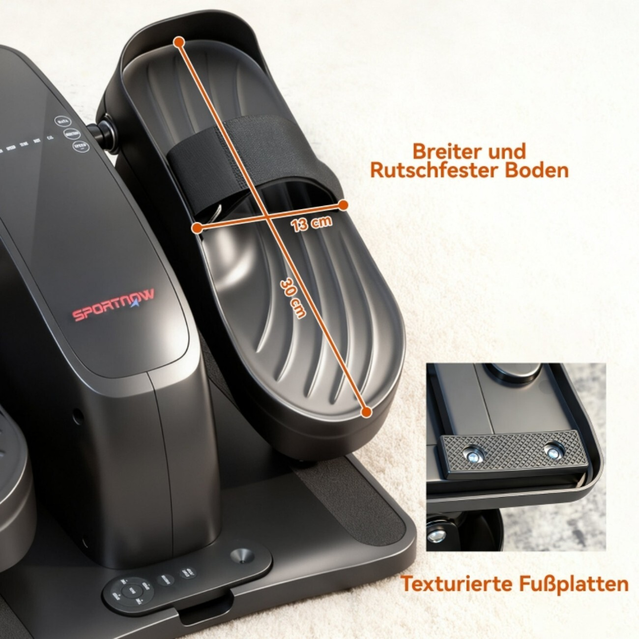 Czarny sprzęt fitness o wymiarach 13x30cm, antypoślizgowa podstawa.