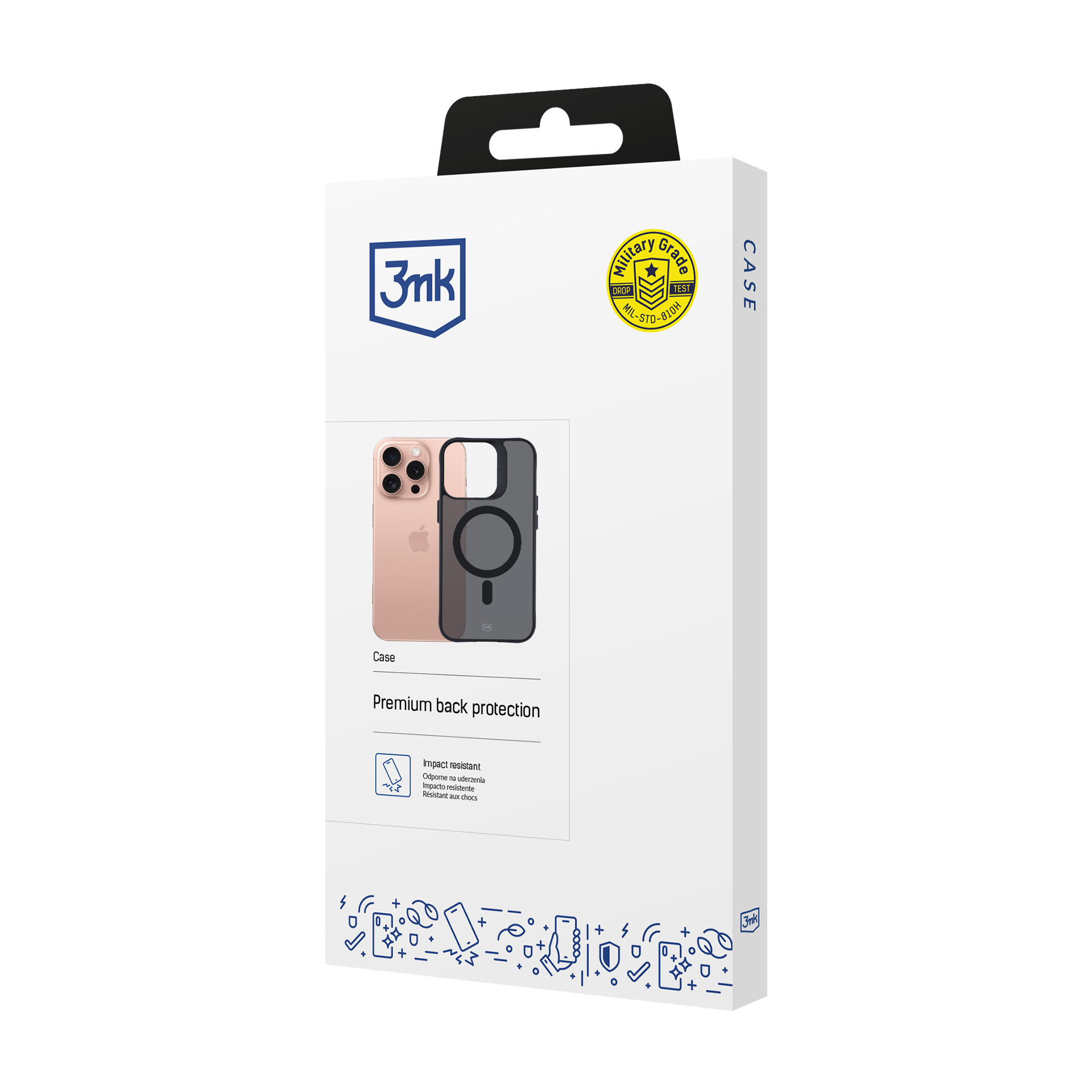Confezione di custodia per telefono con custodie rosa e nere, con sigillo di grado militare.
