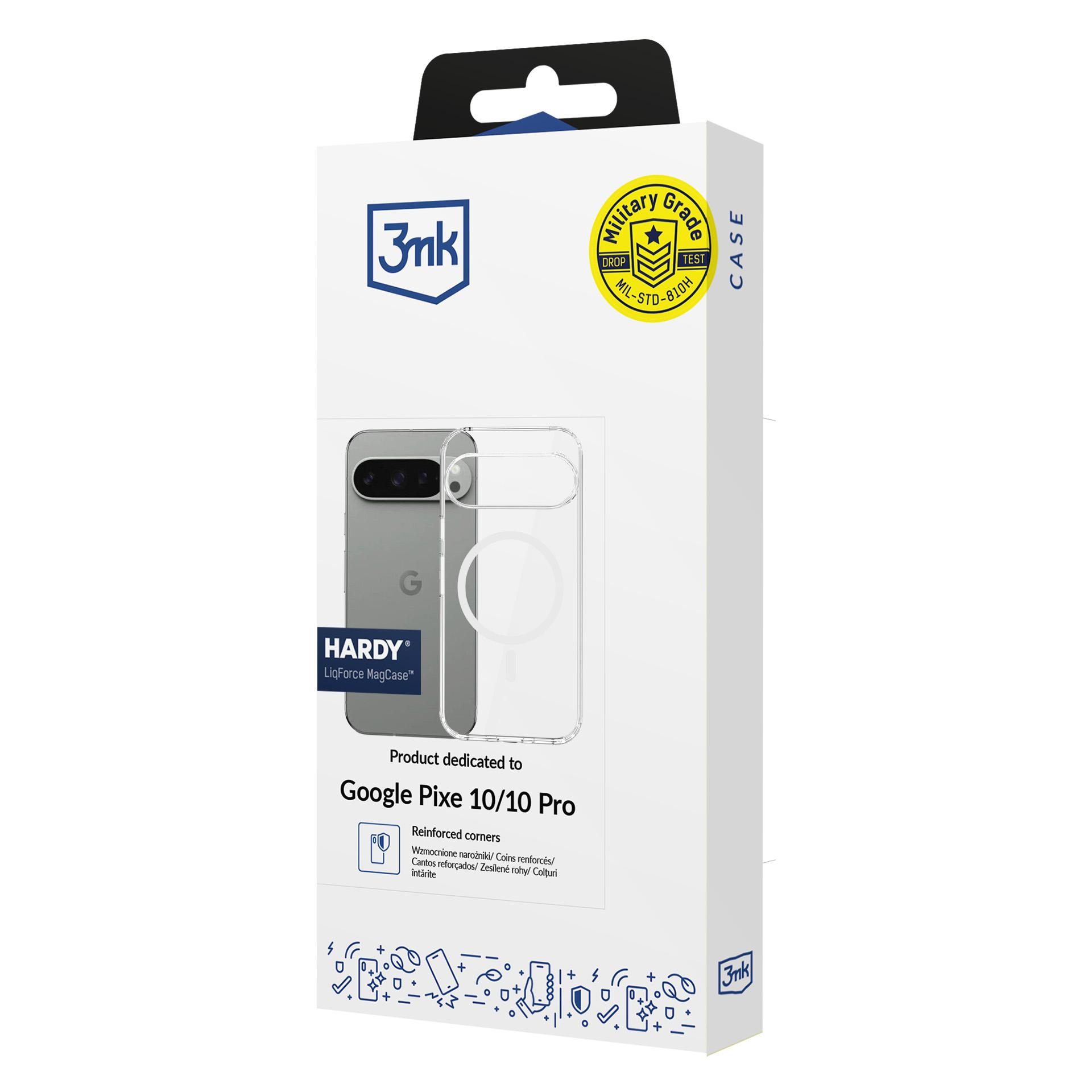 Opakowanie etui Google Pixel 10/10 Pro, klasa wojskowa, przezroczyste.
