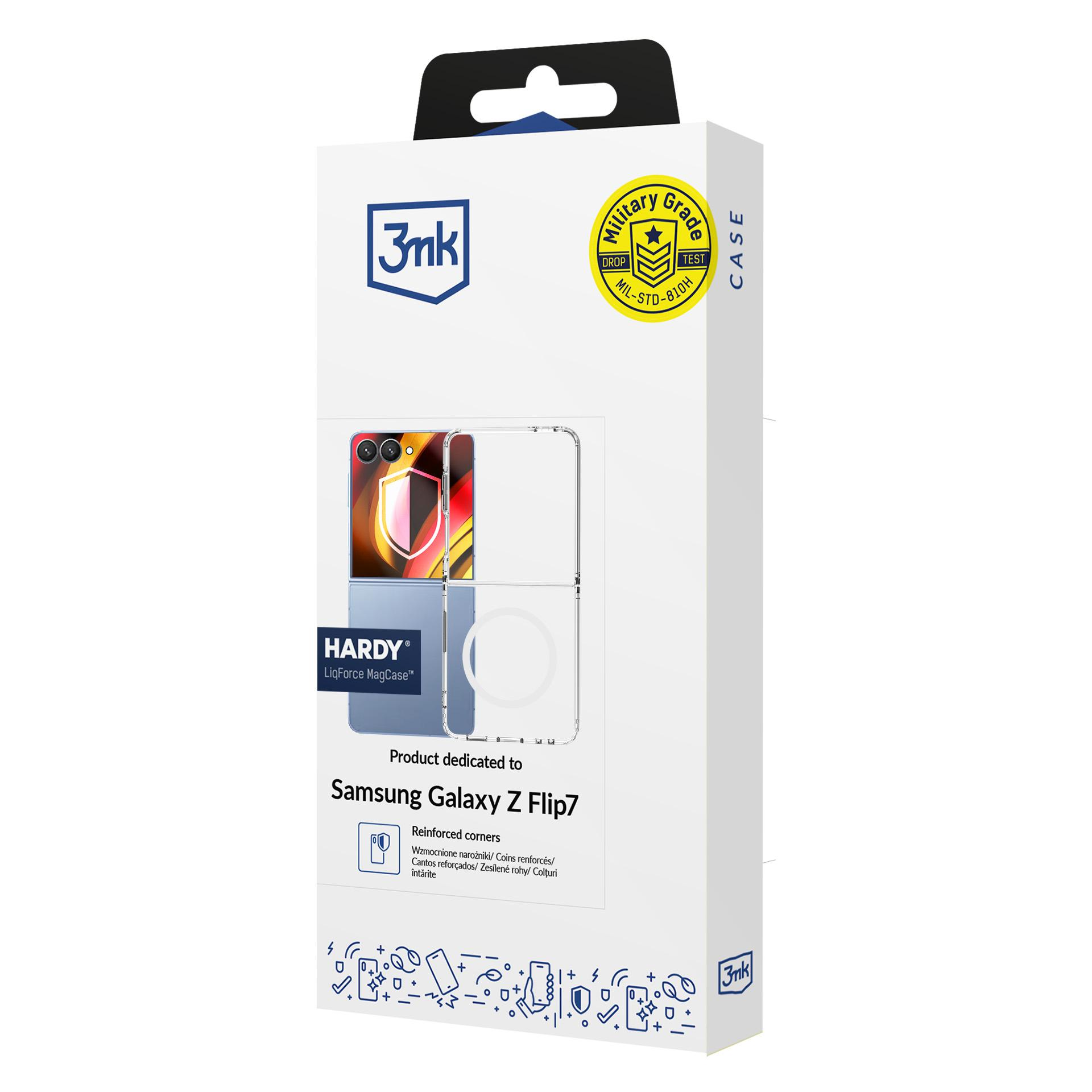 Opakowanie 3mk LiqForce MagCase do Samsung Galaxy Z Flip7, ochrona klasy wojskowej.