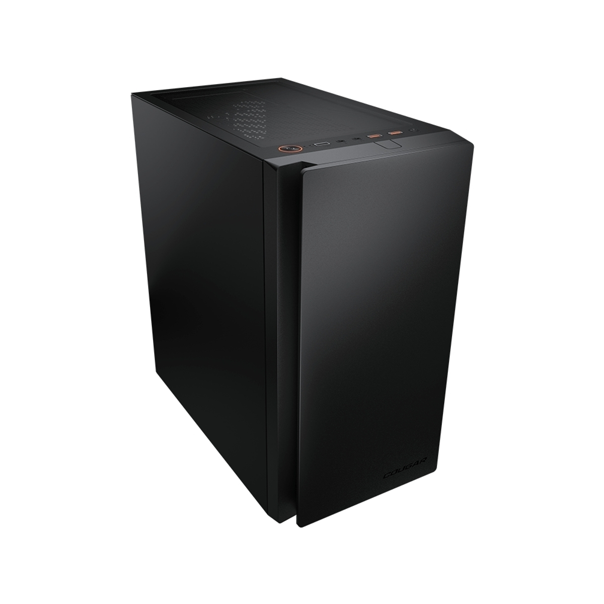 Case del computer nero con pulsante di accensione e porte in alto.