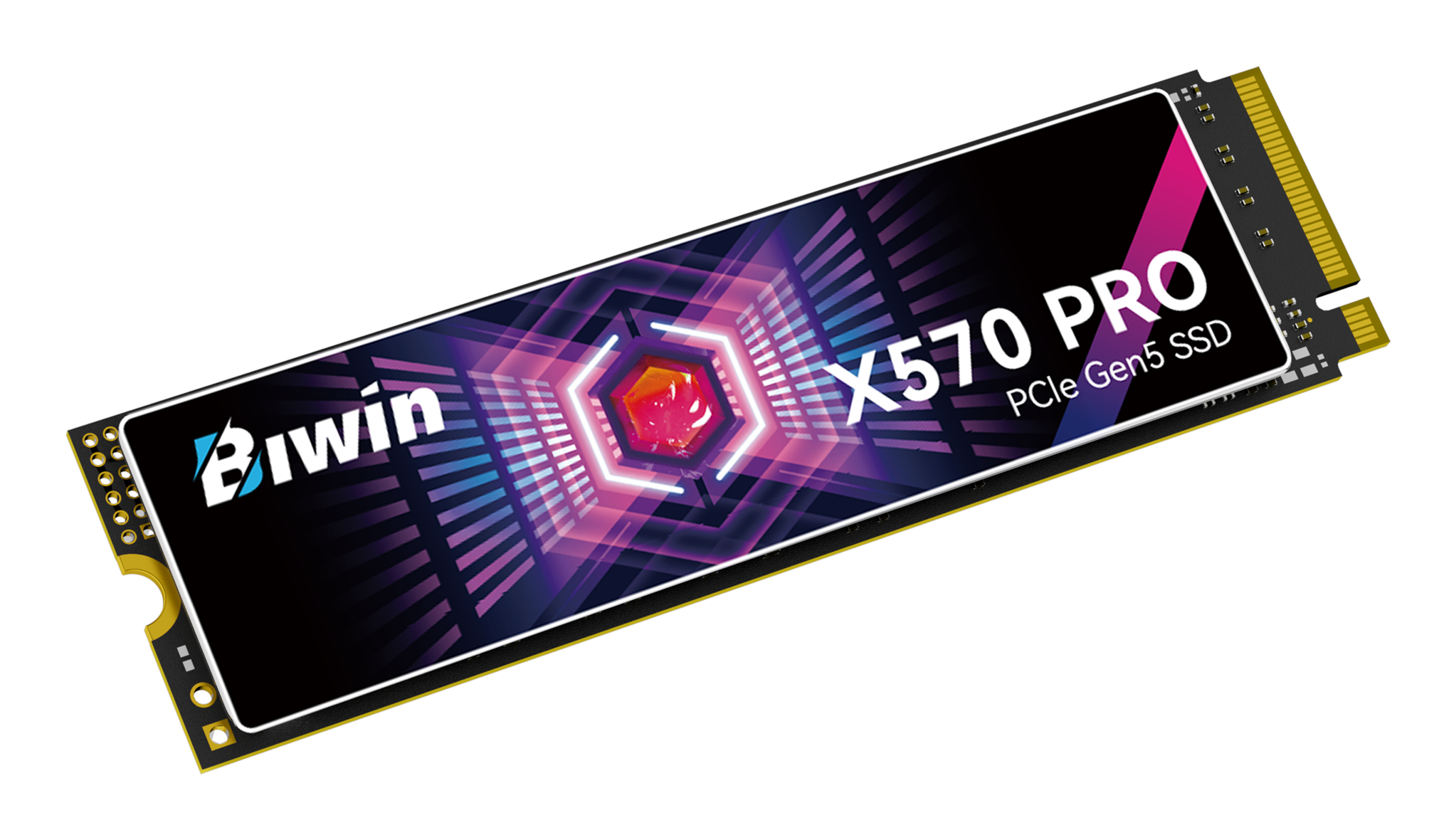 SSD Biwin X570 PRO PCIe Gen5 sobre fondo blanco.