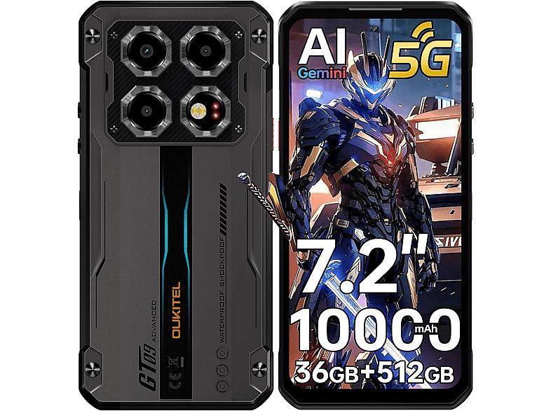 OUKITEL WP60 5G 36GB 120Hz 10000mAh 108MP 512 GB Schwarz Dual SIM