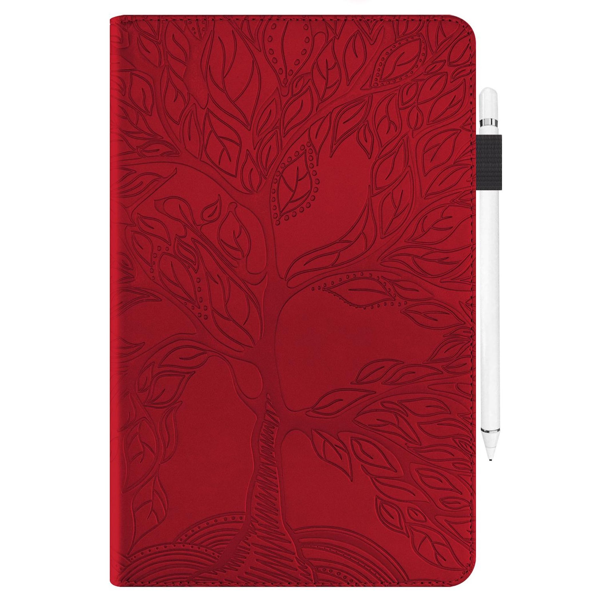 Copertina rossa con disegno ad albero e uno stilo bianco a lato.