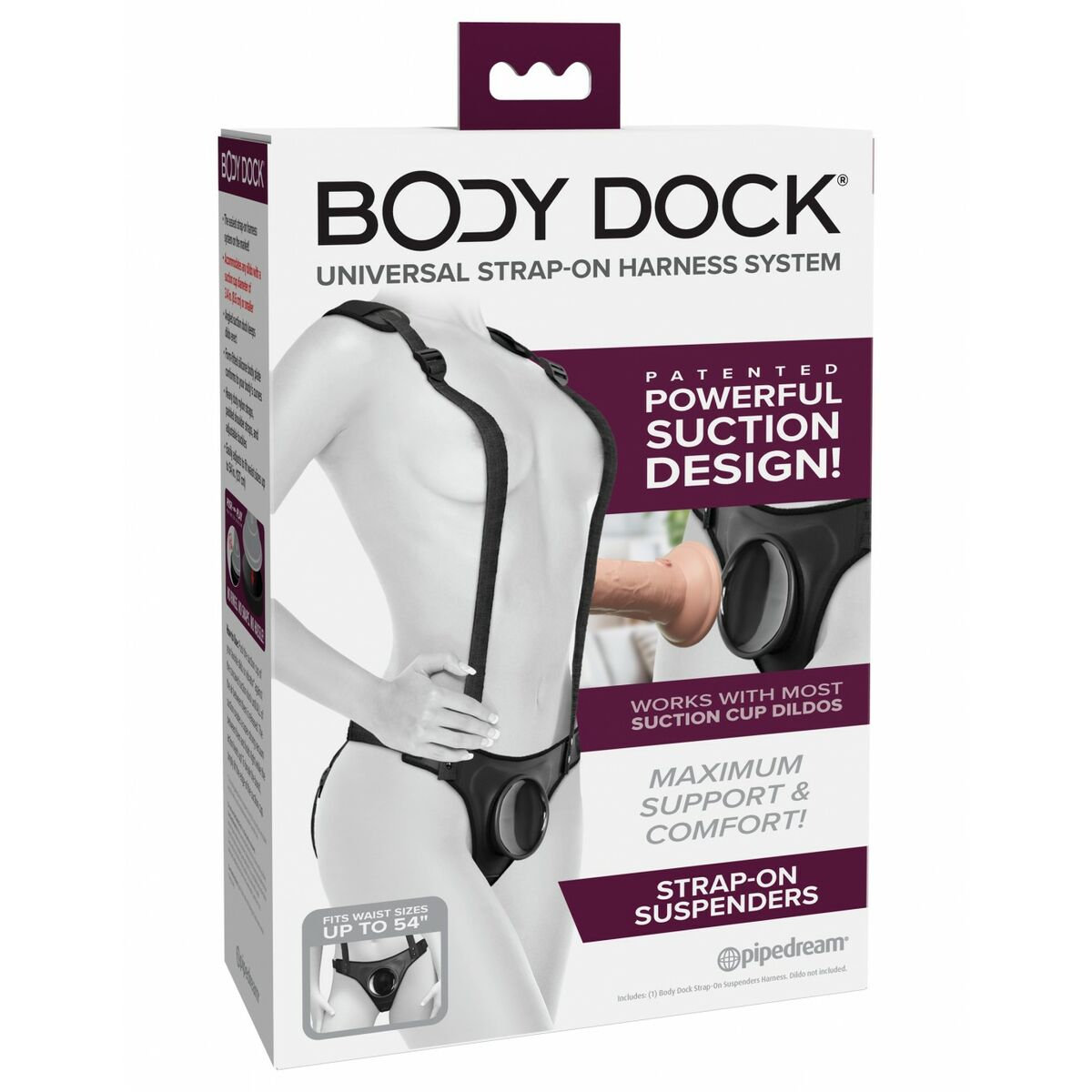 Embalaje del arnés universal Body Dock con soporte para consolador.