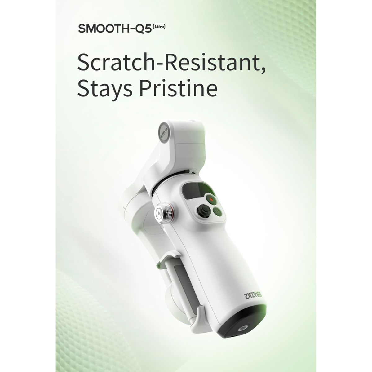 Ein weißer Gimbal mit der Aufschrift SMOOTH-Q5 Ultra.
