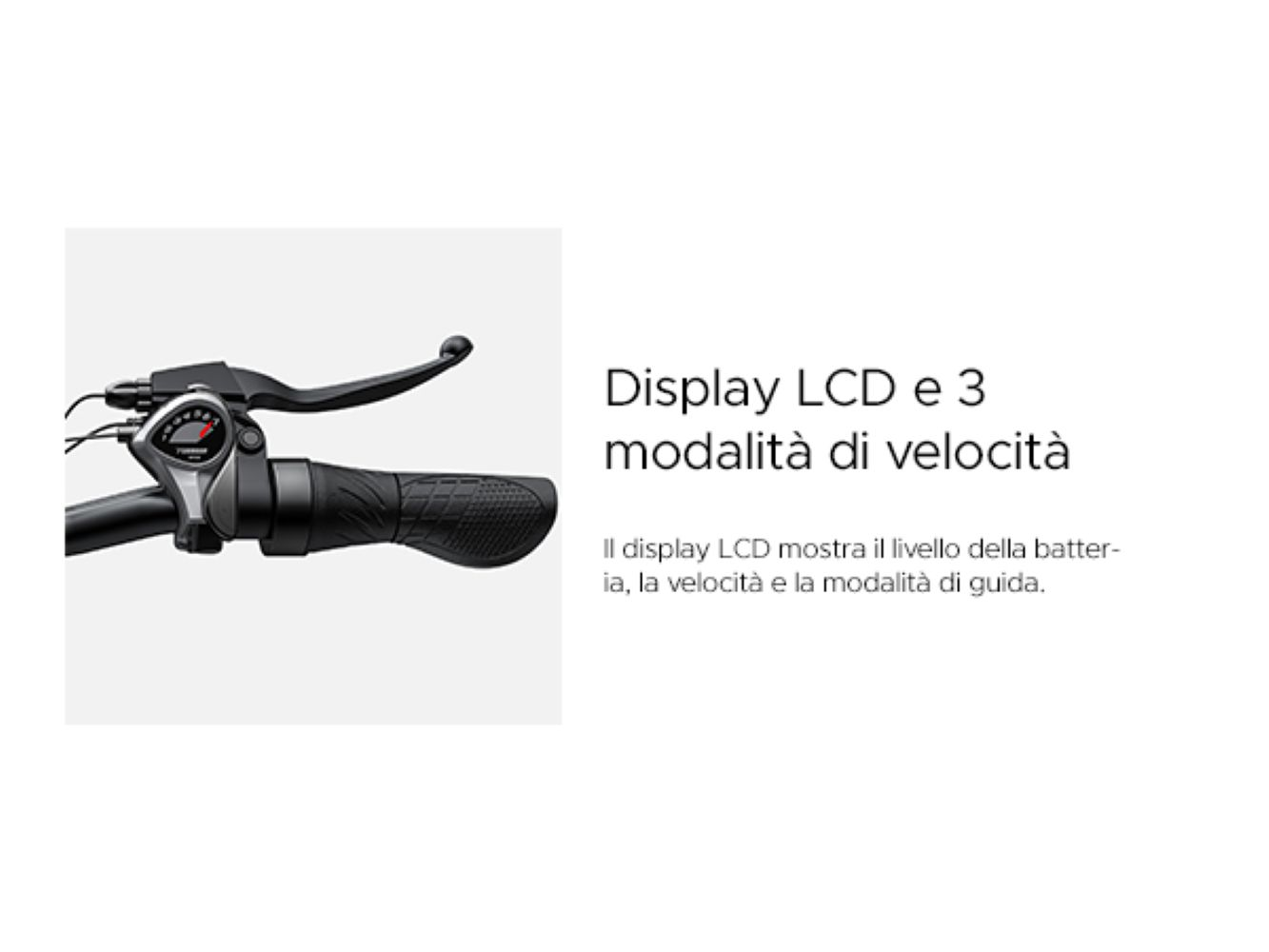 Manubrio bici con display marce e impugnatura nera.