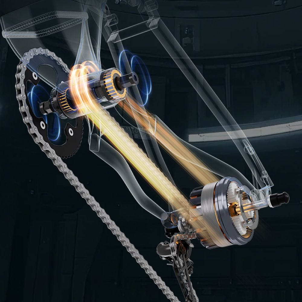Trasmissione per bicicletta con flusso energetico.