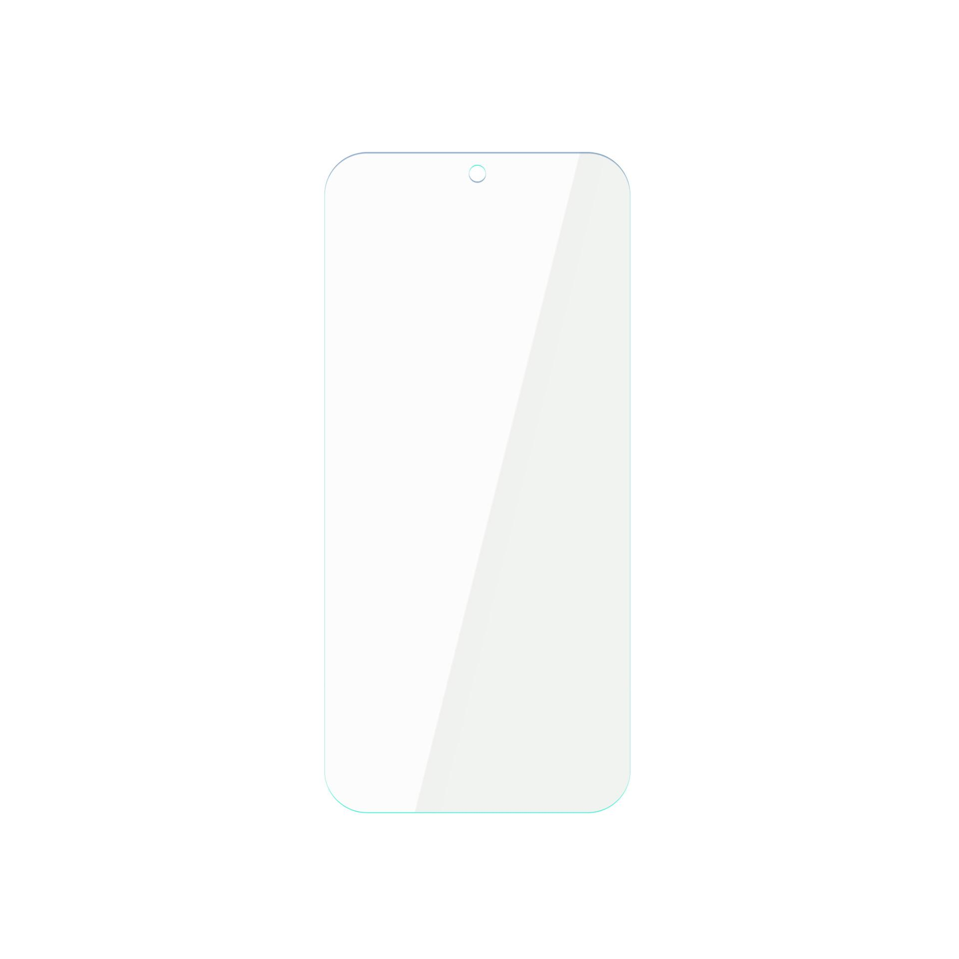 Una protezione schermo trasparente per smartphone con ritaglio per la fotocamera.
