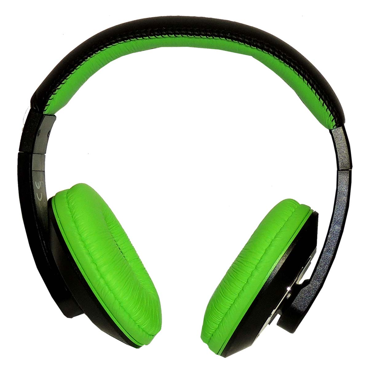 Cuffie nere con padiglioni e archetto verde brillante.