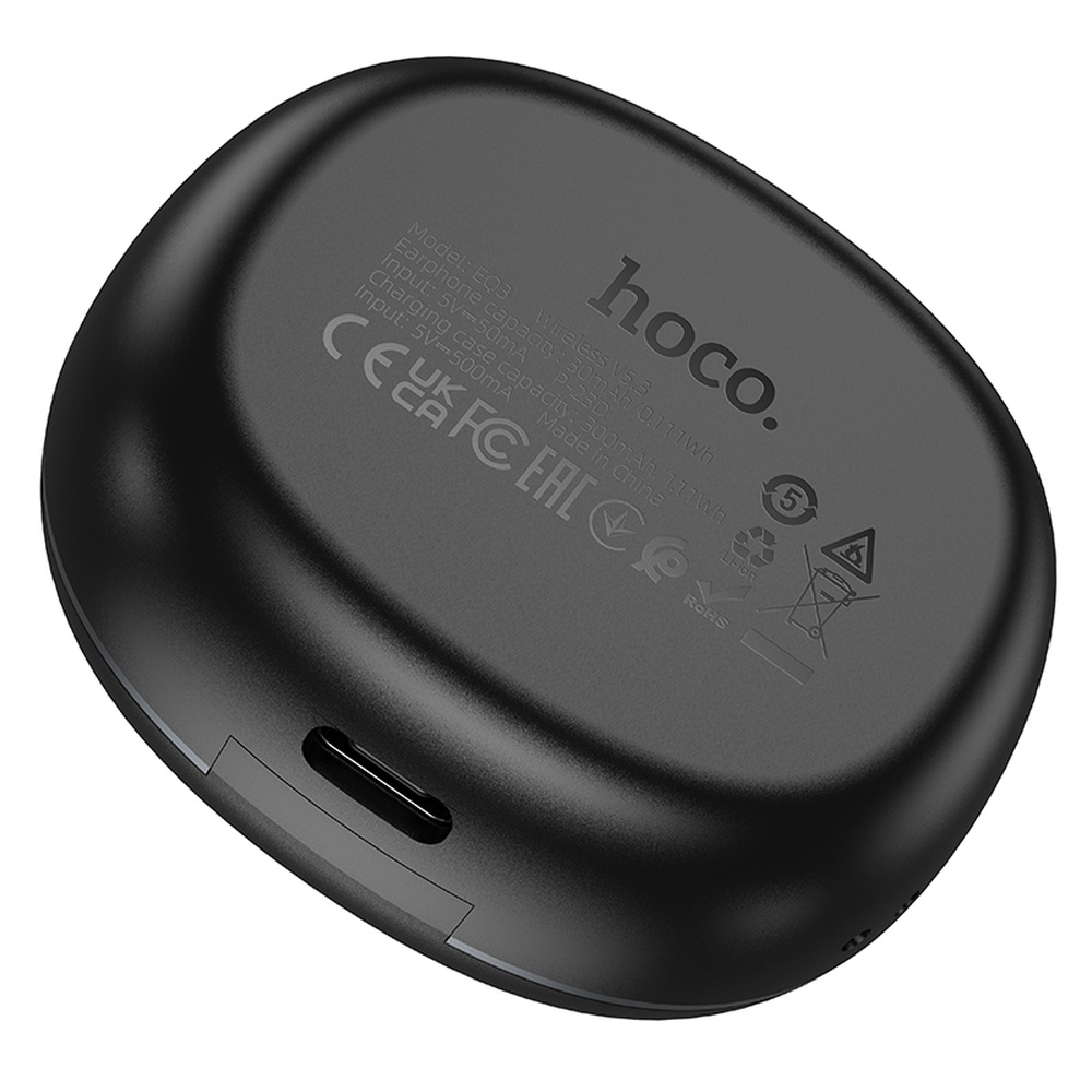 Custodia di ricarica nera con porta USB-C e logo Hoco.
