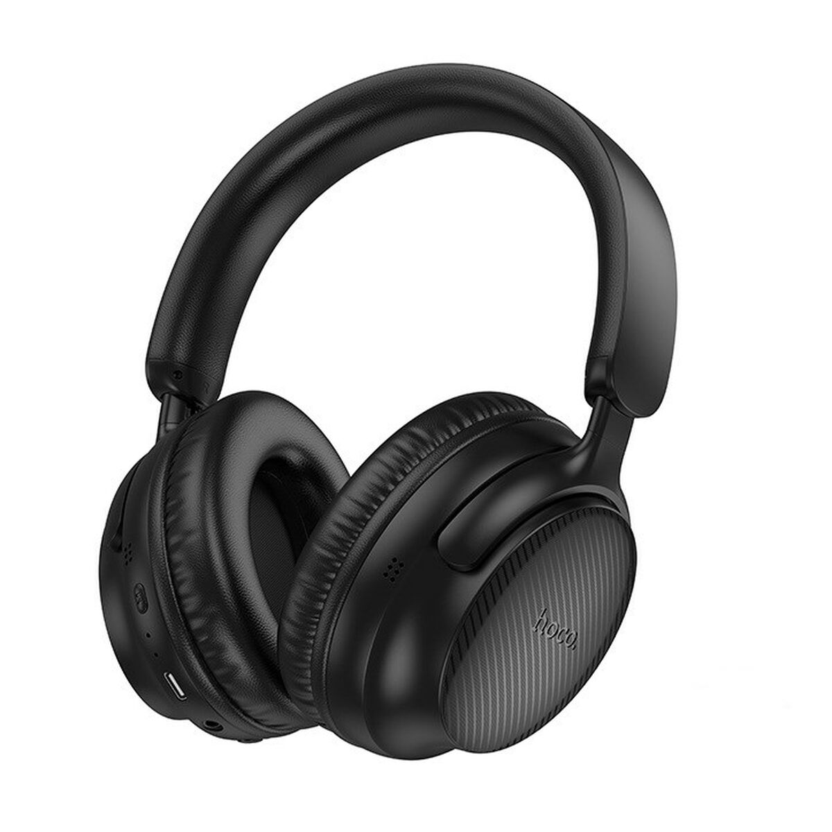 Cuffie nere over-ear con archetto e padiglioni imbottiti.